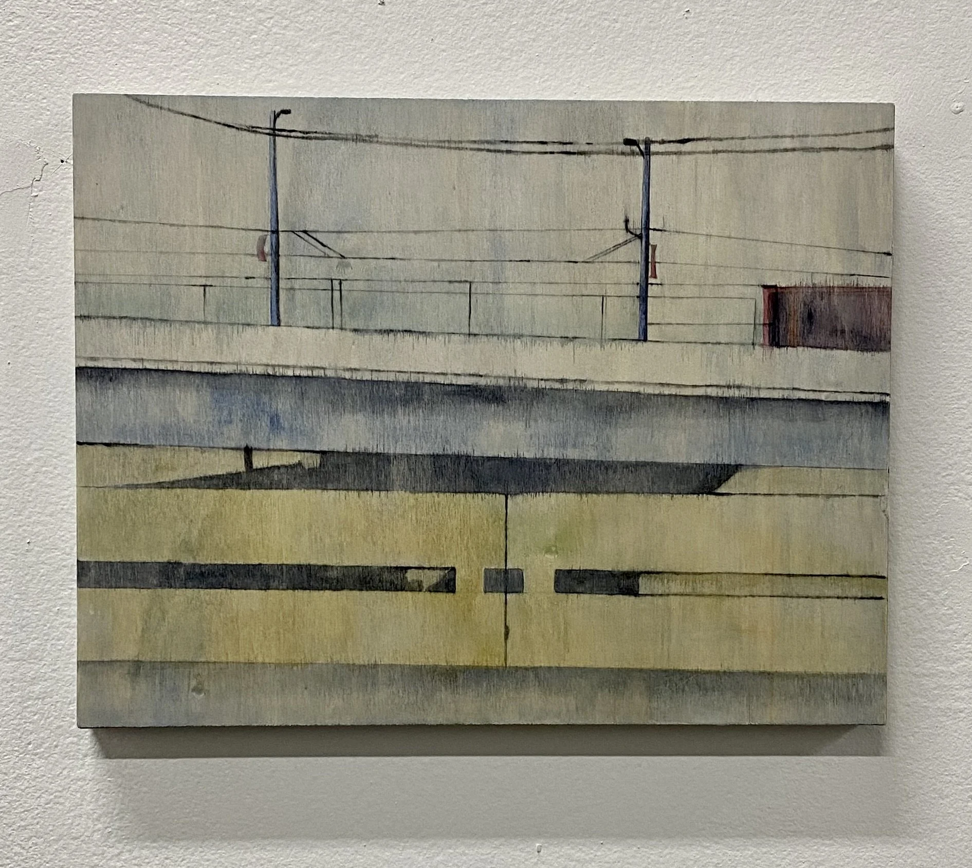 East Hastings and Powell Street Overpasses. Watercolour on wood. 8x9 inches. 