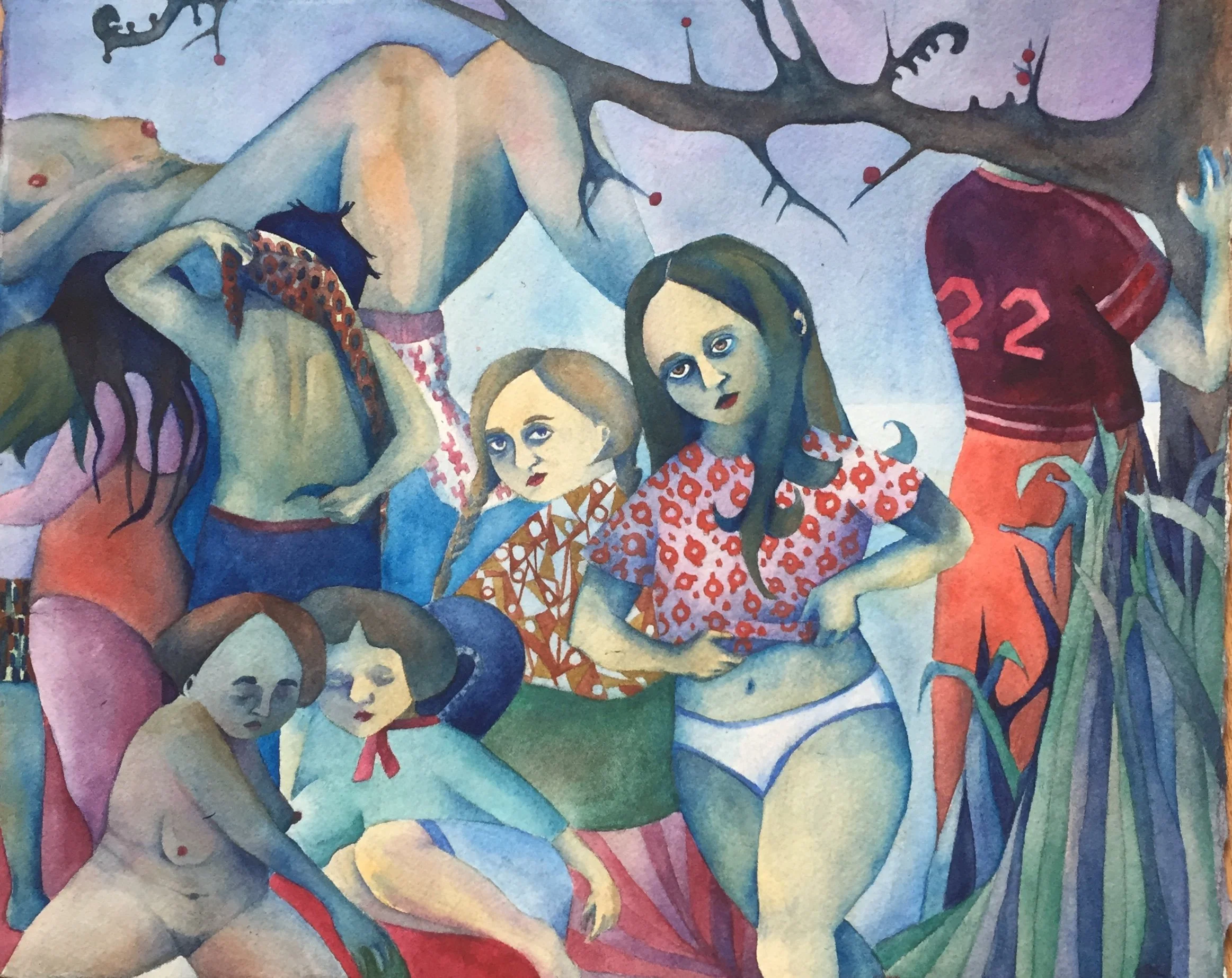 At the Beach, 2023. Watercolour on paper. 10x11 inches. 