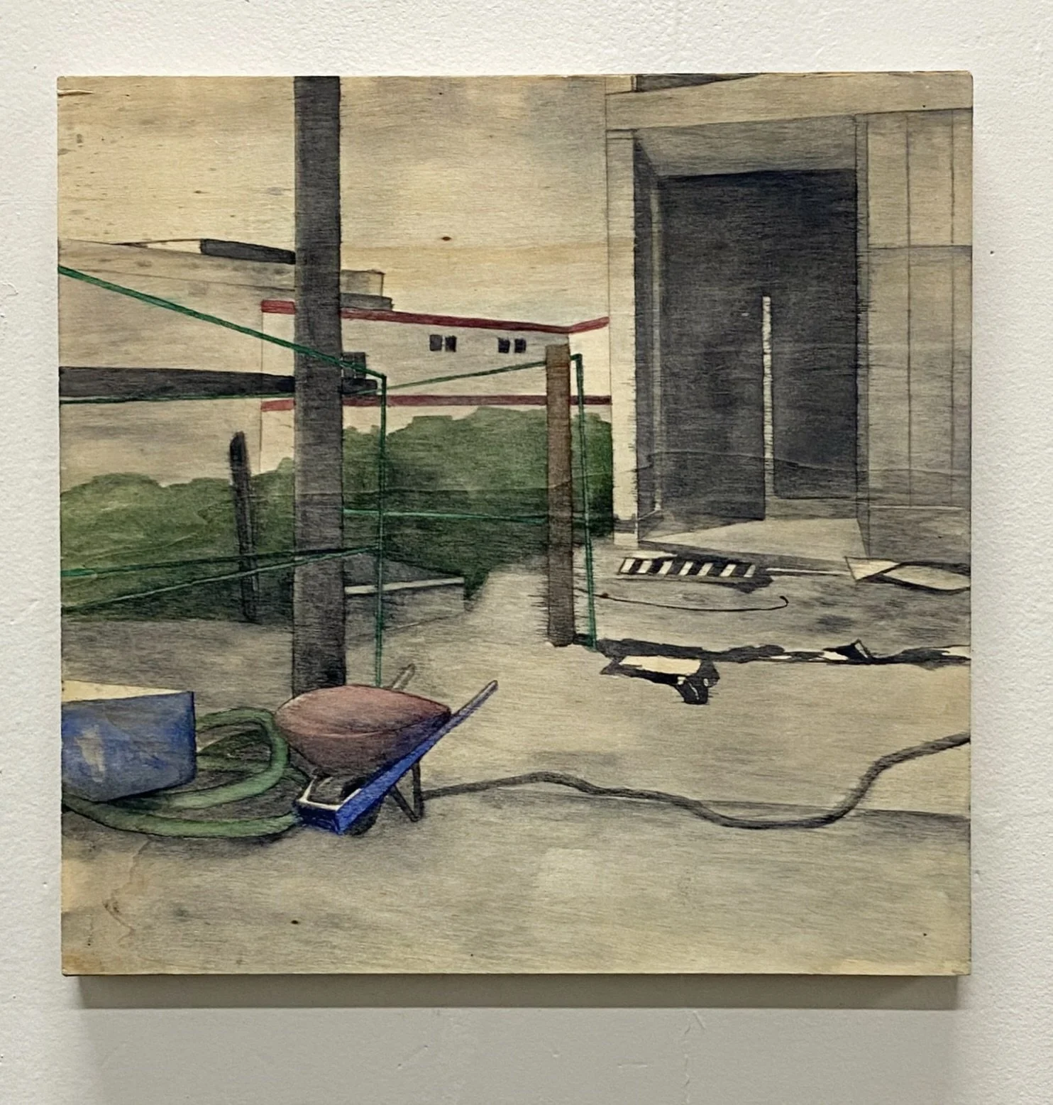 The Path, 2025. Watercolour on wood. 11x11 inches. 