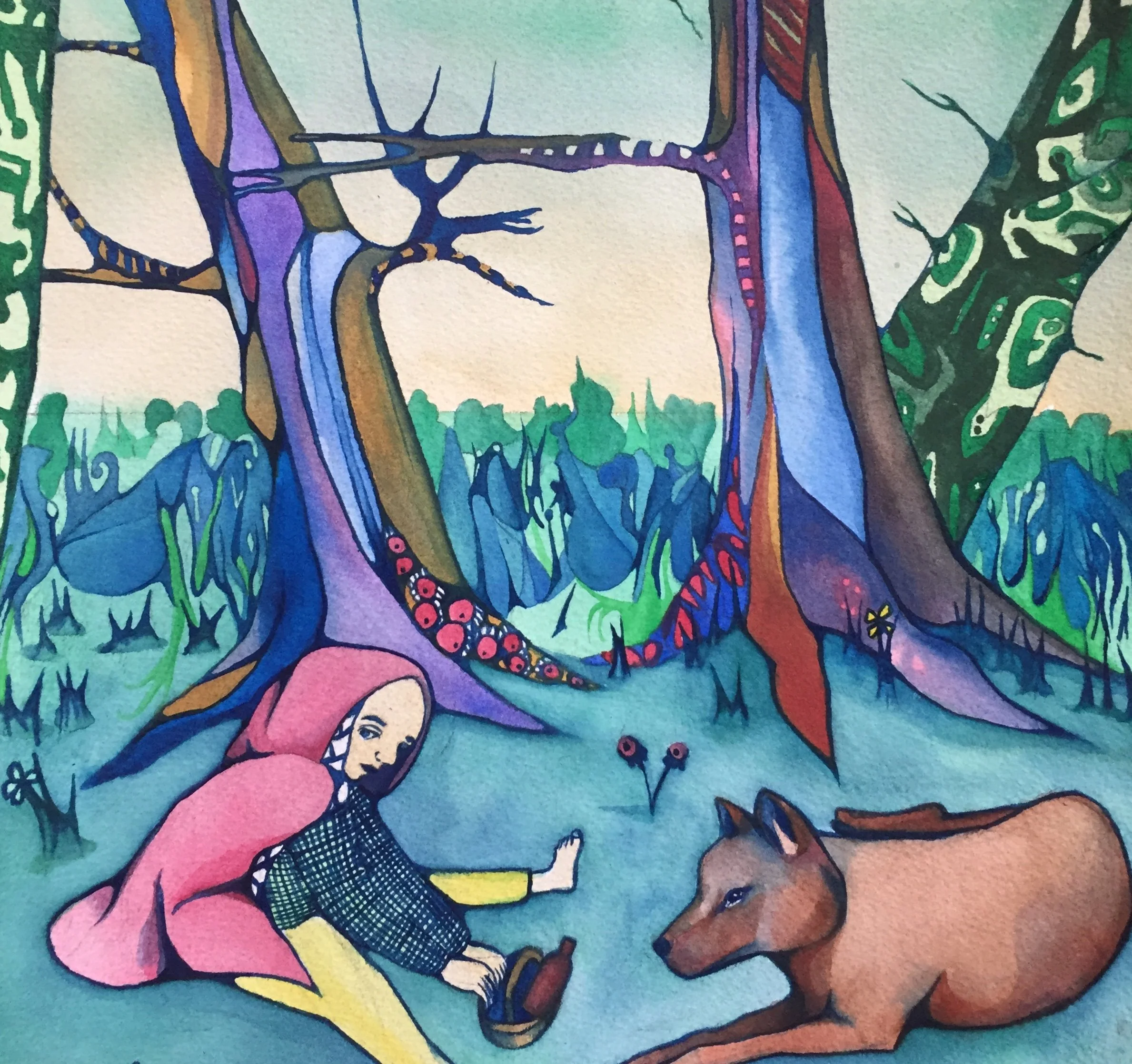 Edge of the Woods, 2022. Watercolour on paper. 11x11 inches. 