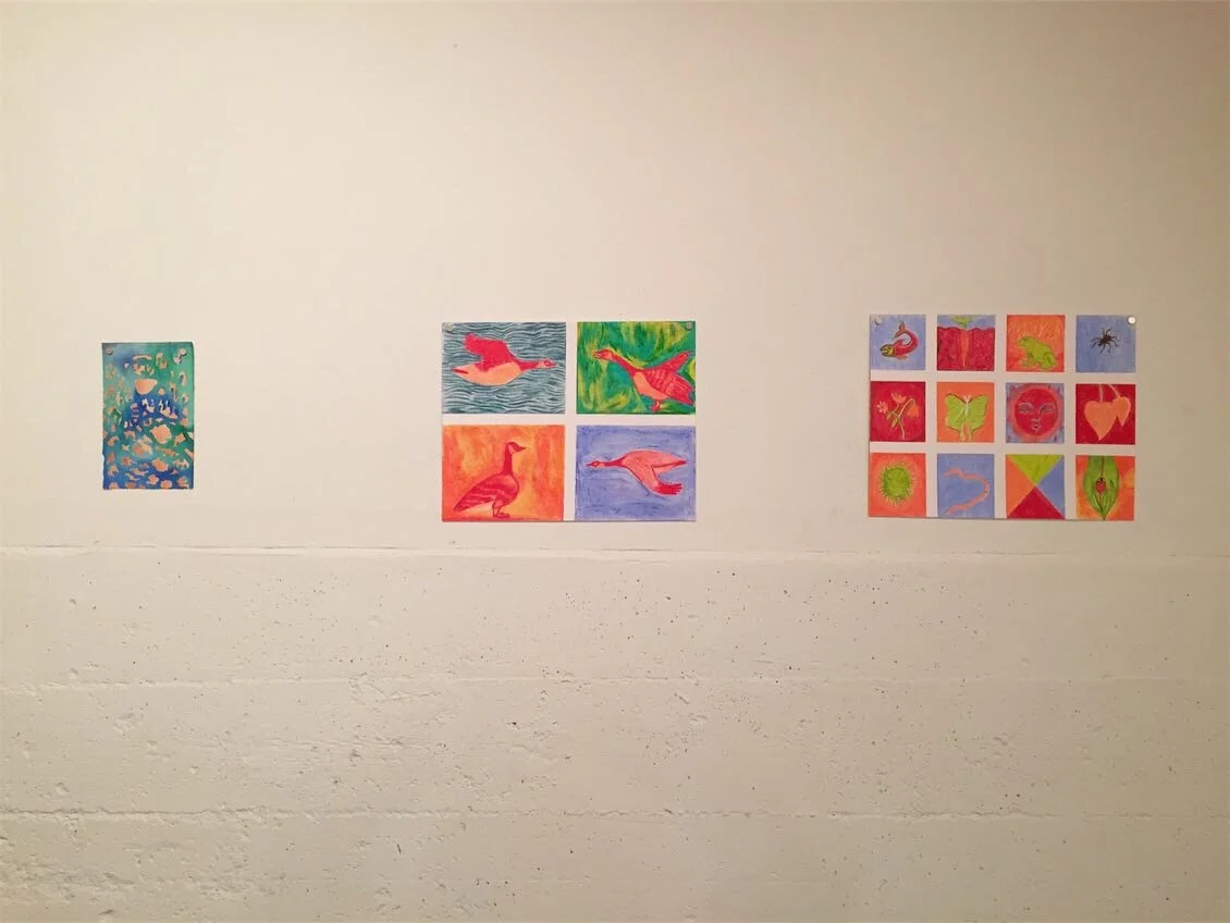 Drawings middle and right by Shae Seqaqkind.