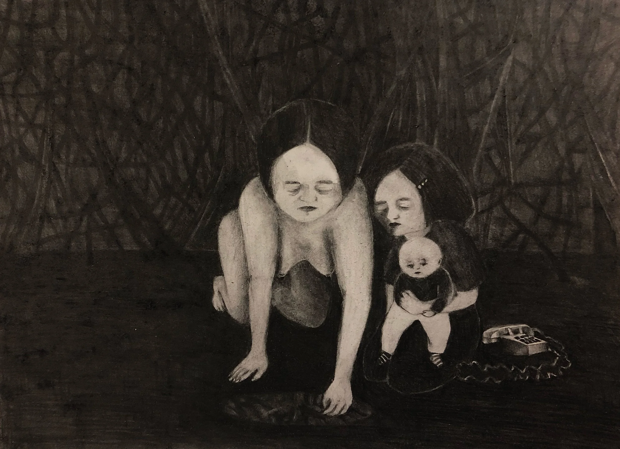 The Call, 2024. Graphite on paper. 8.5x11 inches. 