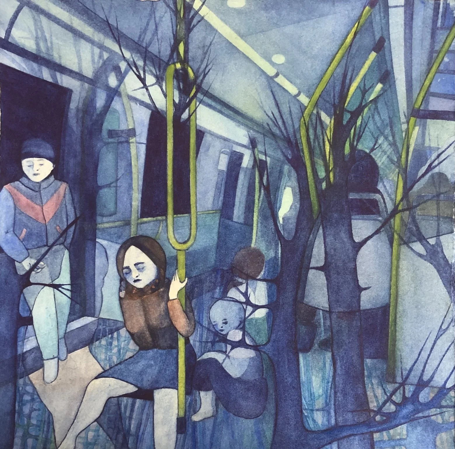 Reflections in the Glass, 2024. Watercolour on paper. 10x12 inches. 