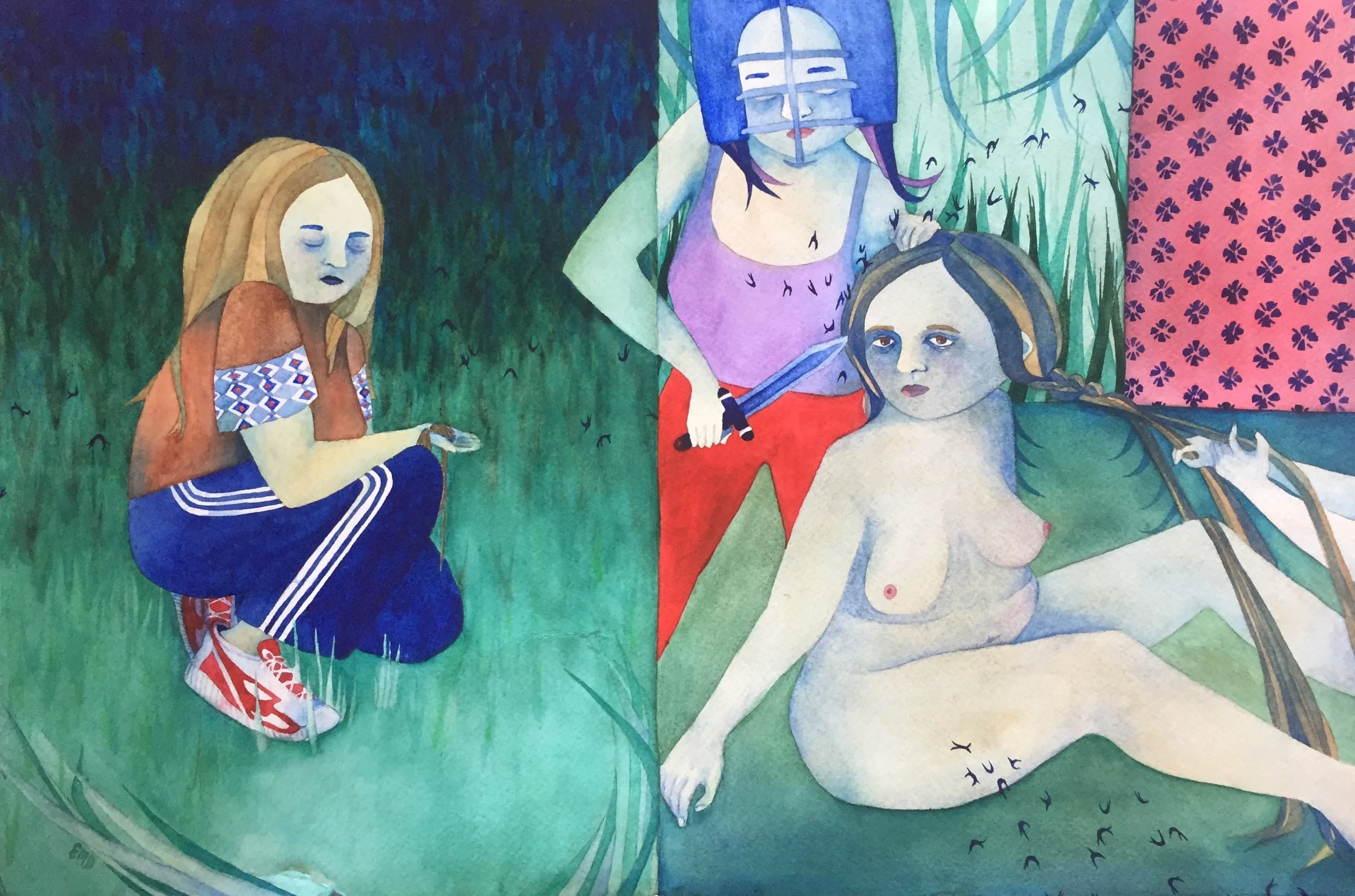 My Hair, 2023. Watercolour on paper. 12x16 inches. 