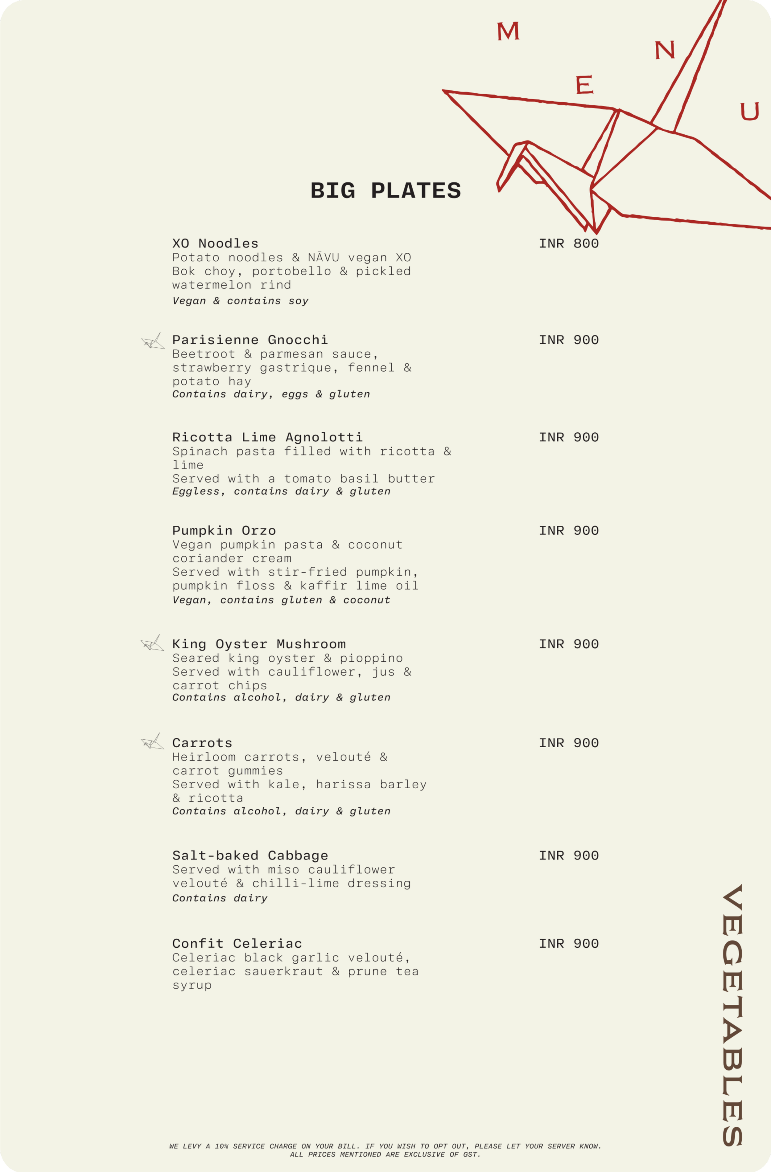 Signature fine dining menu at Navu restaurant, Bengaluru