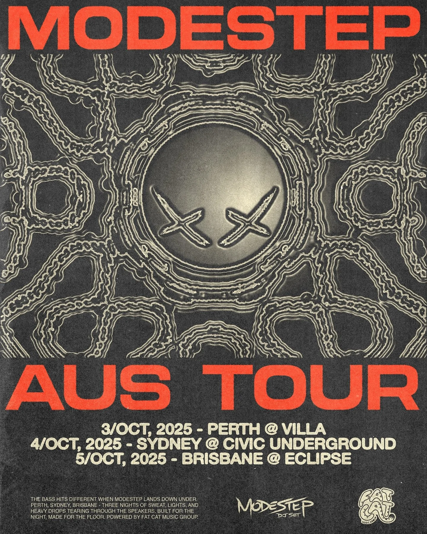 📣 TOUR ANNOUNCEMENT 📣 
Fat Cat Music Group presents the MODESTEP Australia Tour 2025

Modestep is the brainchild of London-based musician Josh Friend, now leading the project solo with his brand new live band. Known for fusing rock and dubstep, Mod