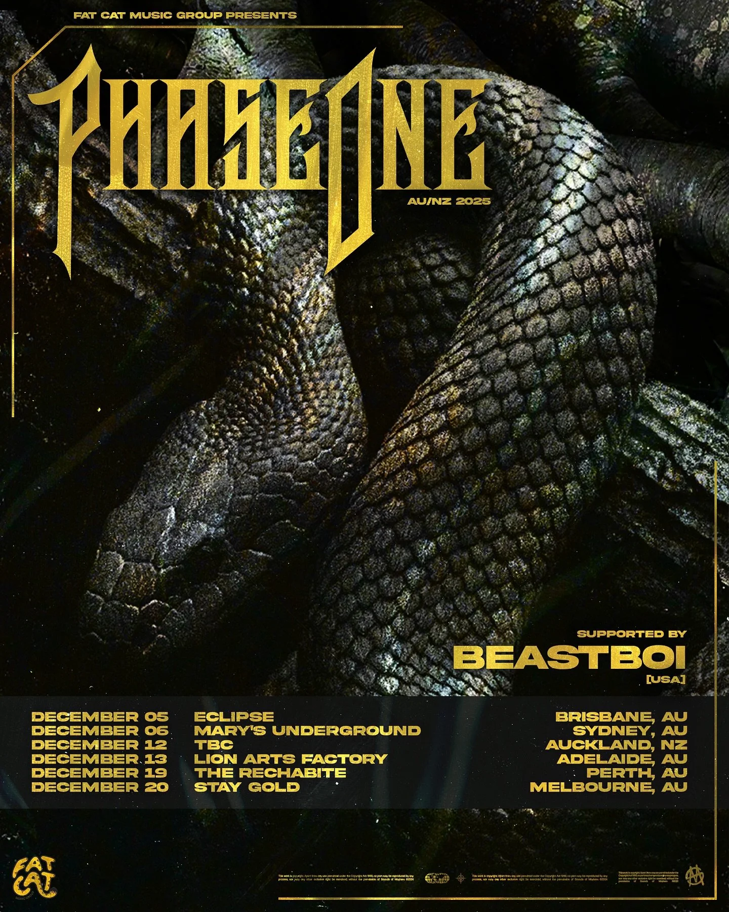 Fat Cat Music Group presents the PHASEONE 2025 Australia &amp; New Zealand tour.

PhaseOne returns home to Australia to celebrate the release of his monumental second album, Terranova. Expect a night of unrelenting bass and genre-defying chaos &mdash