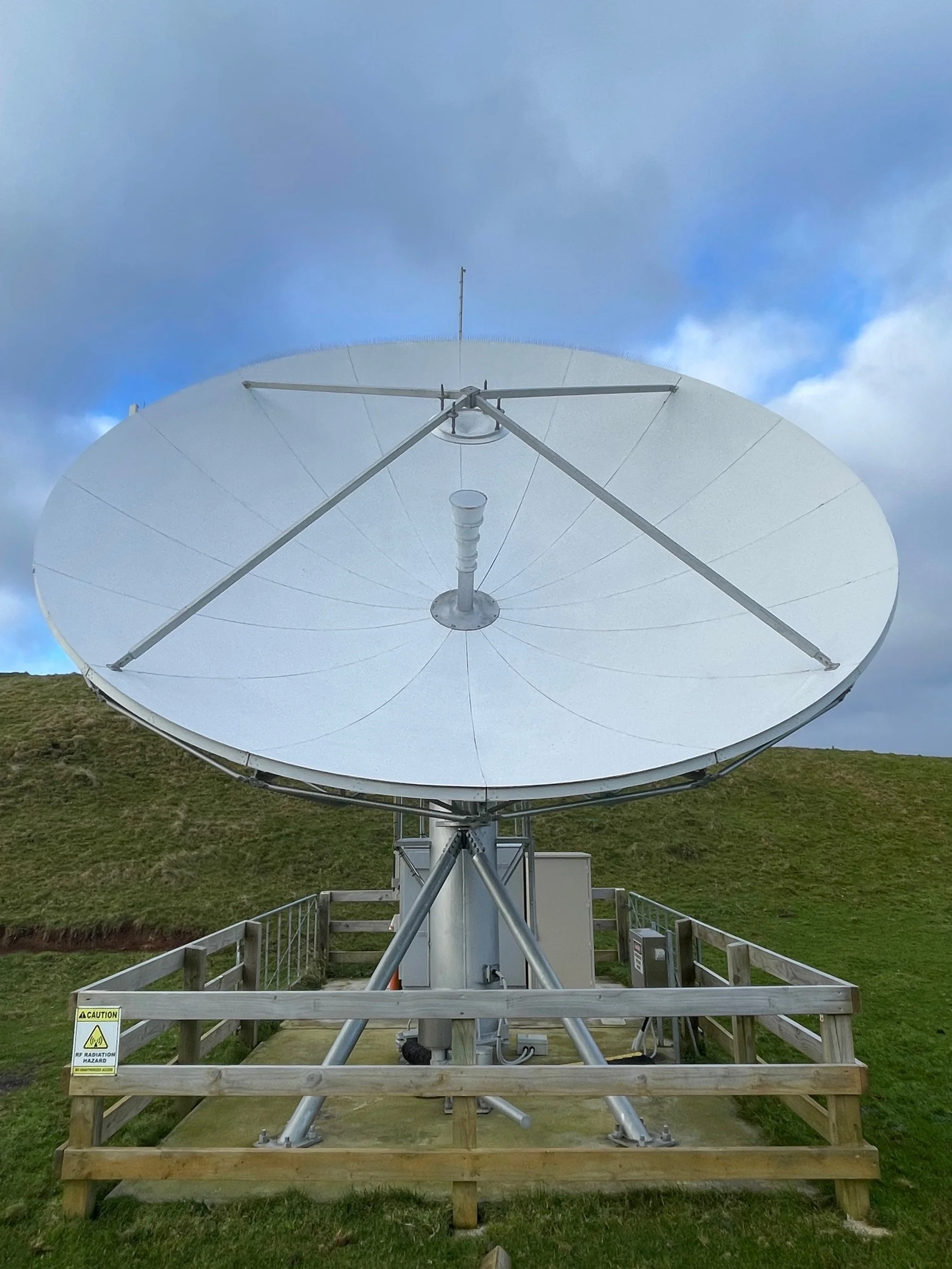 Ground station antenna supporting LEO, MEO and GEO satellite operations at Gateway Teleport.