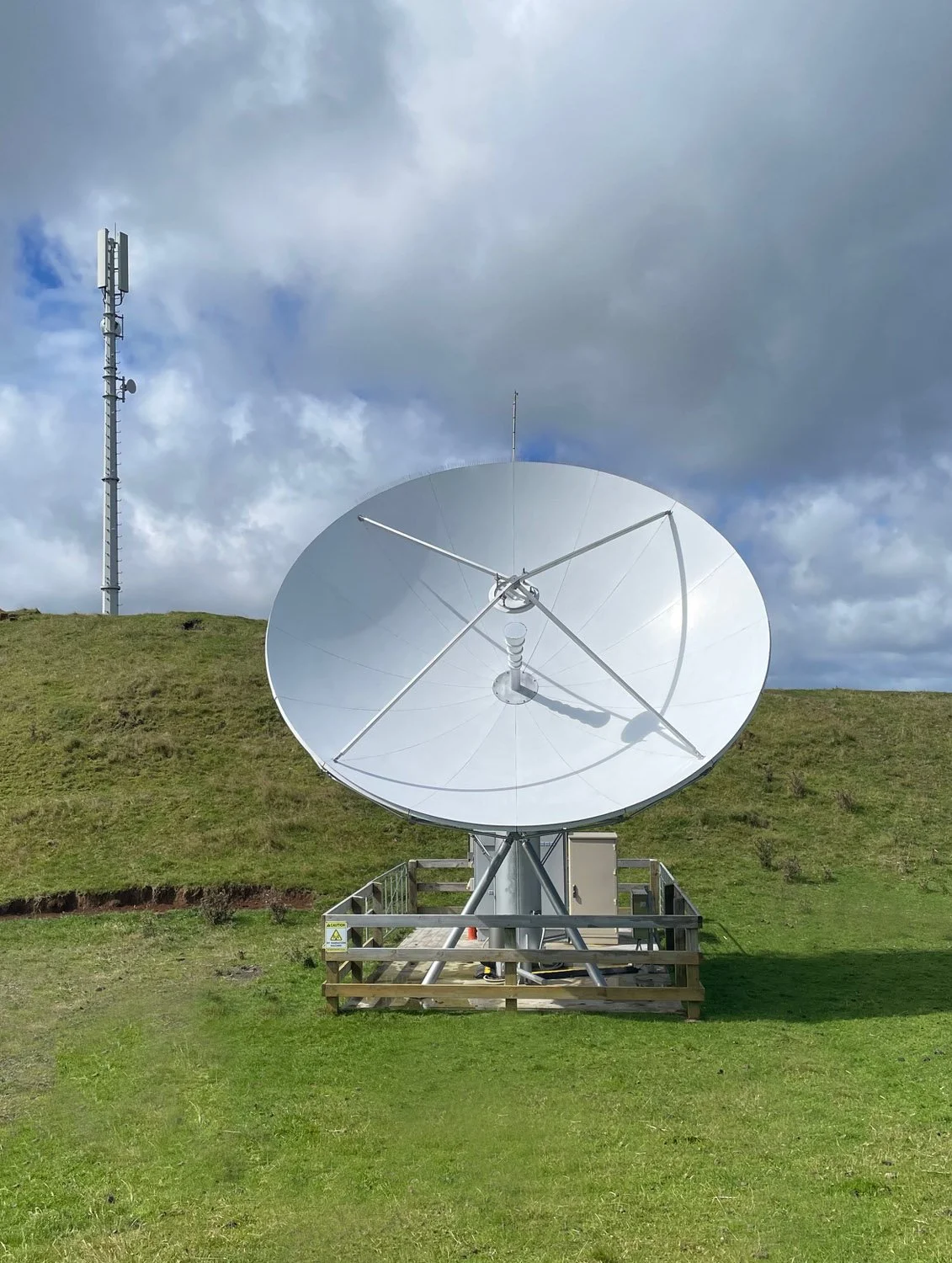 Completed satellite Earth Station antenna installed for secure satellite communications and ground station operations.