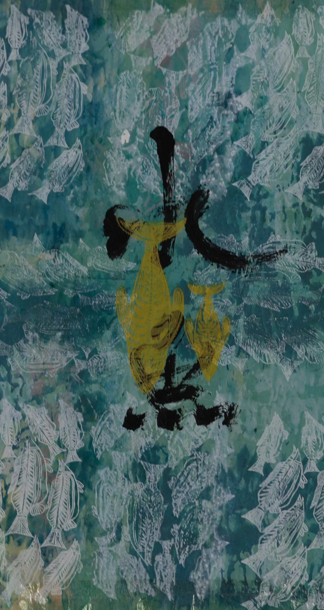 JEFFREY SAMUELS | Sacred Water, Sacred Fish, Sacred Golden Whales Under a Sacred Celestial Moon