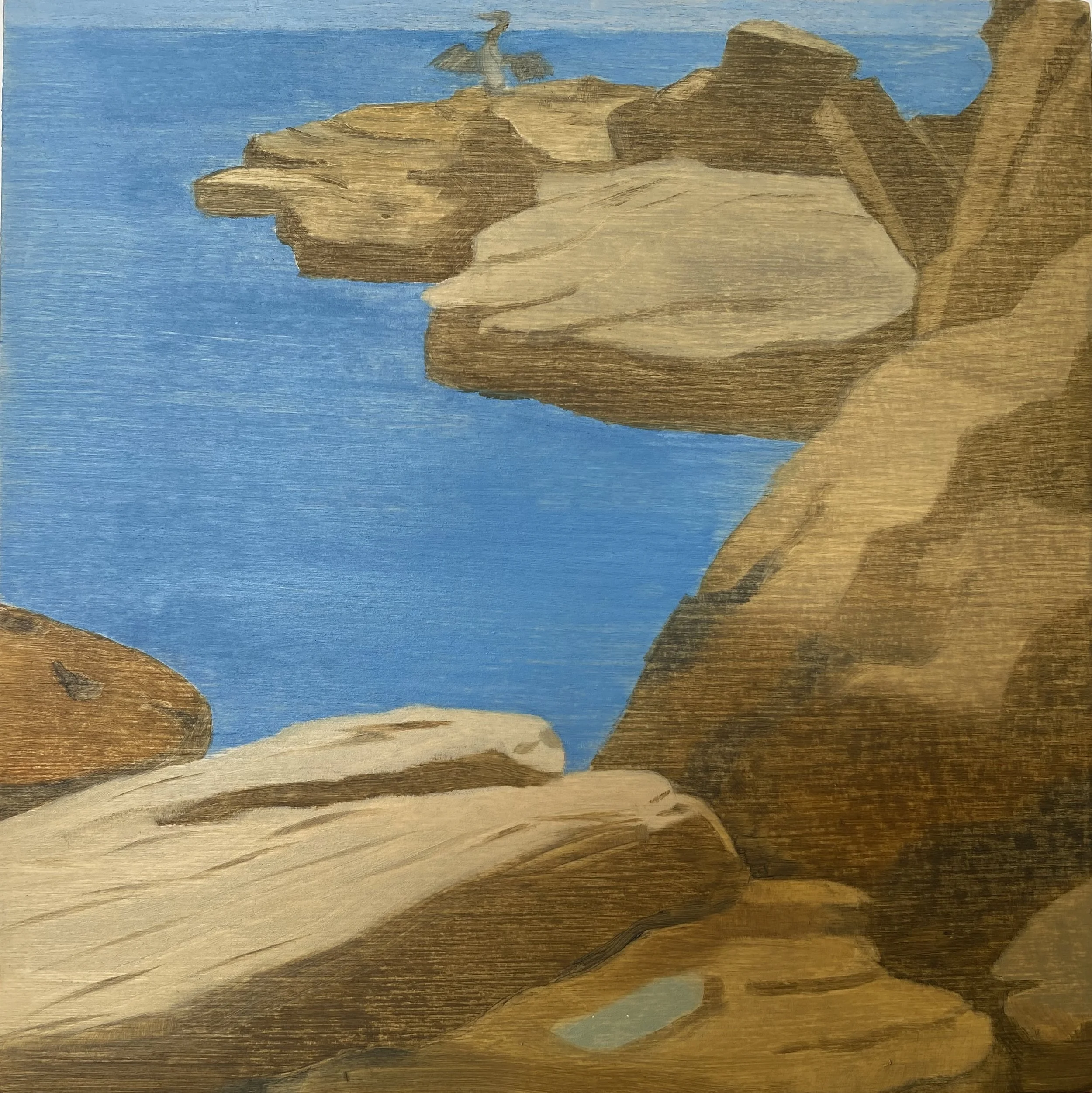 Rock Hopping 14, 2026, Oil on timber panels, 20 x 20cm.jpeg
