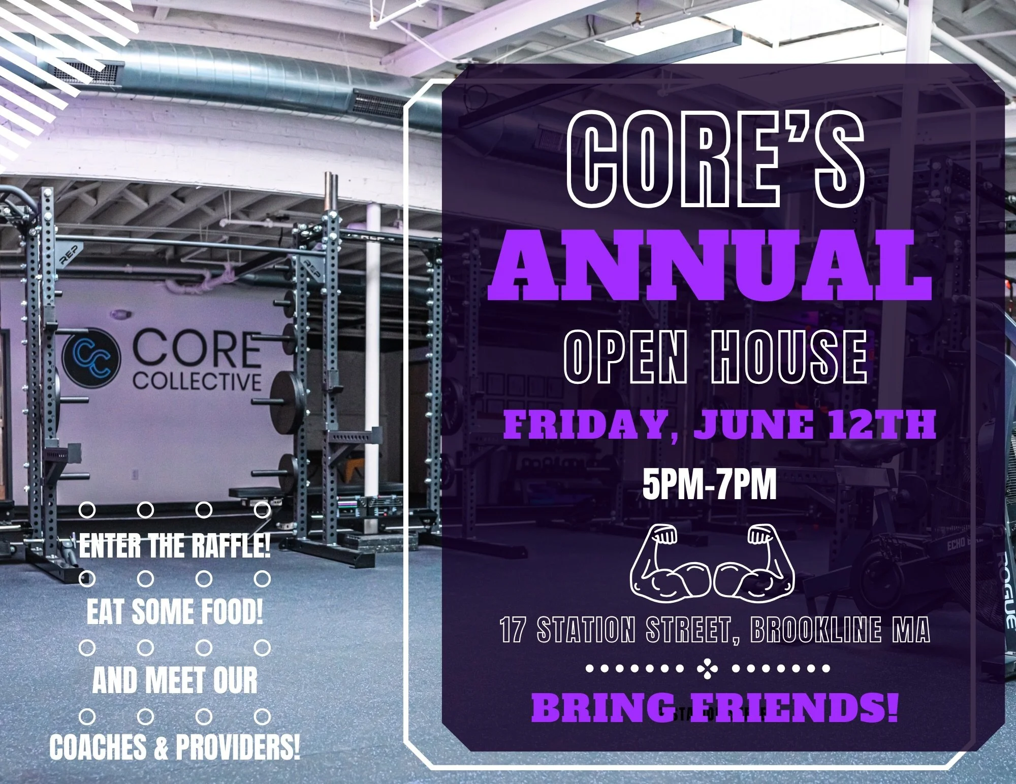 You&rsquo;re invited! Core Collective is celebrating 2 years and we&rsquo;d love for you, your friends &amp; family to stop by for our celebration with food and raffles. 

Friday, June 12th 5-7pm at Core Collective Brookline 😊