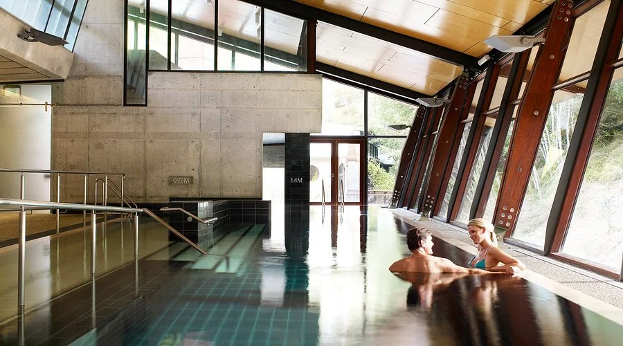relaxing in the tranquil pools of hepburn bathouse and spa