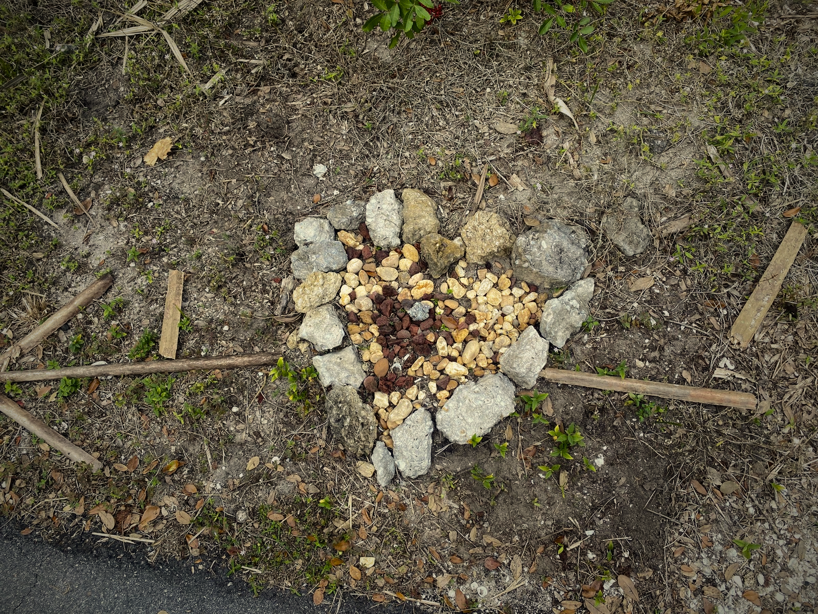 Heart-shaped stone arrangement on the ground, symbolizing care, trust, and relationship-based nonprofit funding