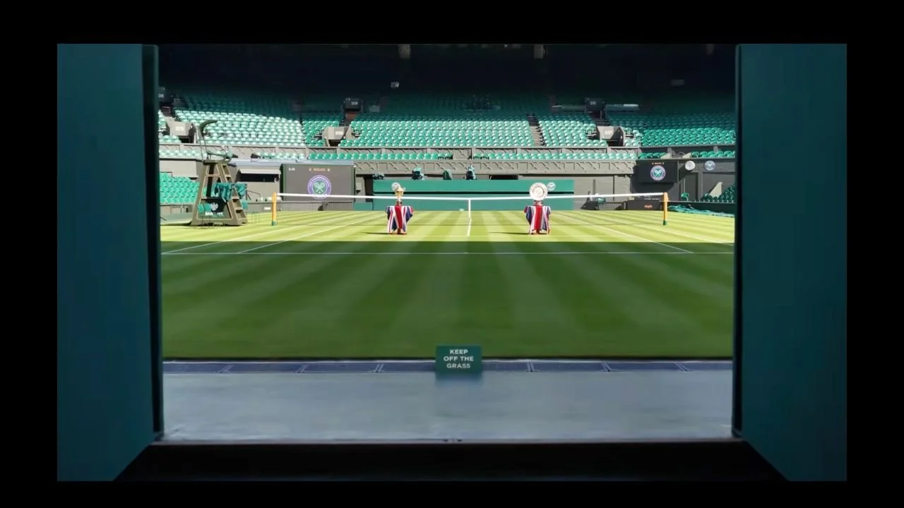 The view onto centre court at Wimbledon,. The All England Club.