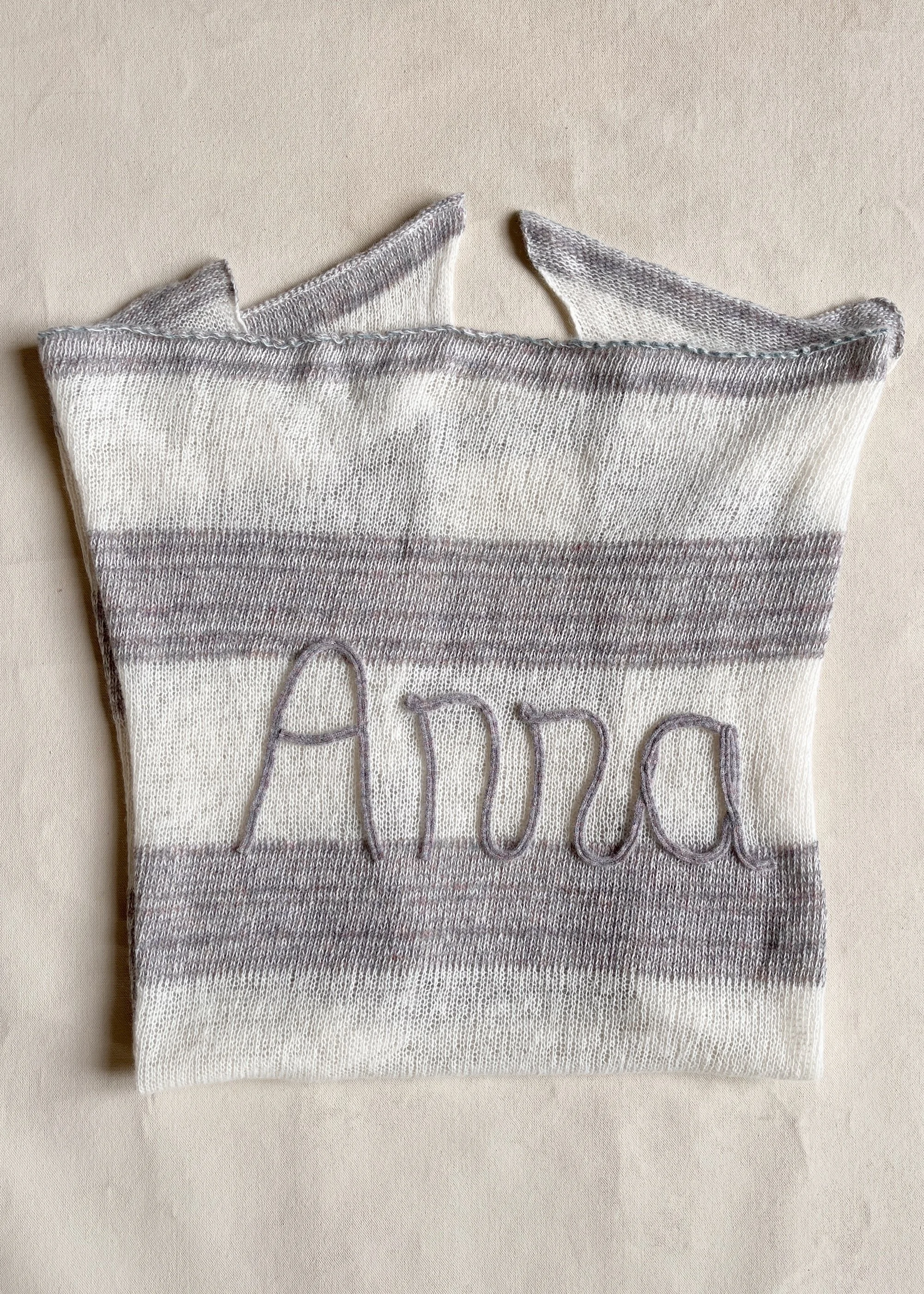 Personalised Baby Blanket Pearl Grey Ecru