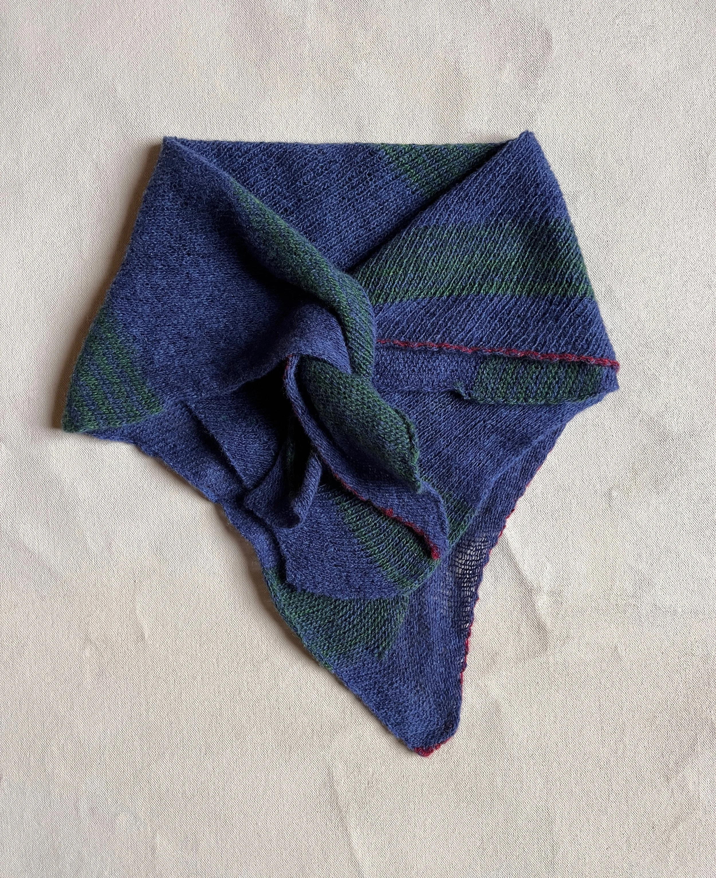 Necktie denim blue with green