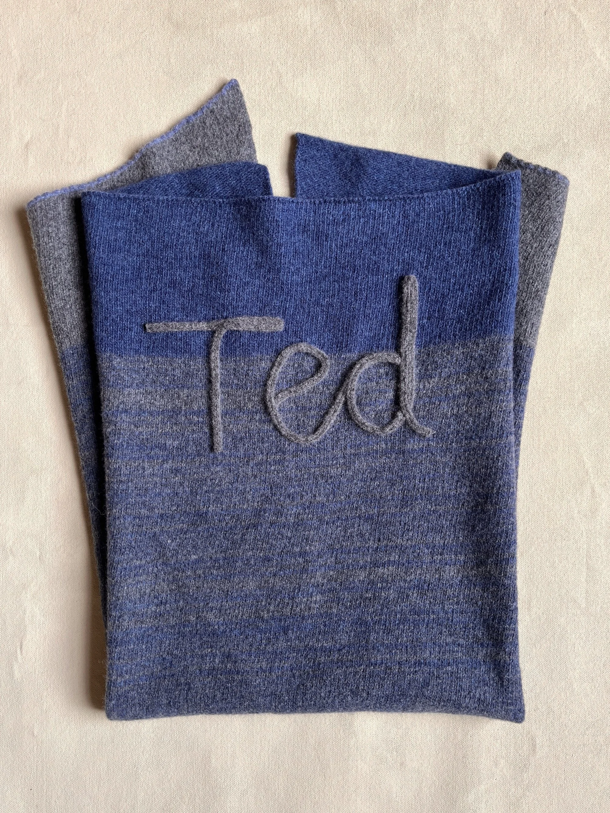 Personalised Baby Blanket Grey Blue