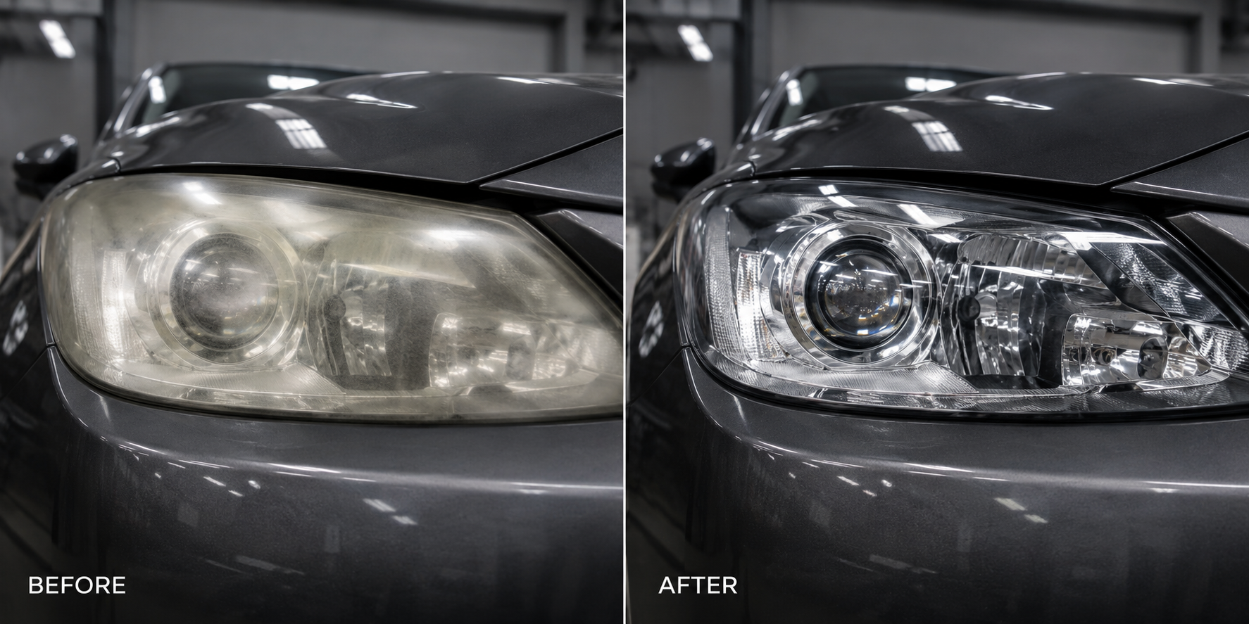 Sunshine Coast Car Detailing Headlight Restoration Before and After
