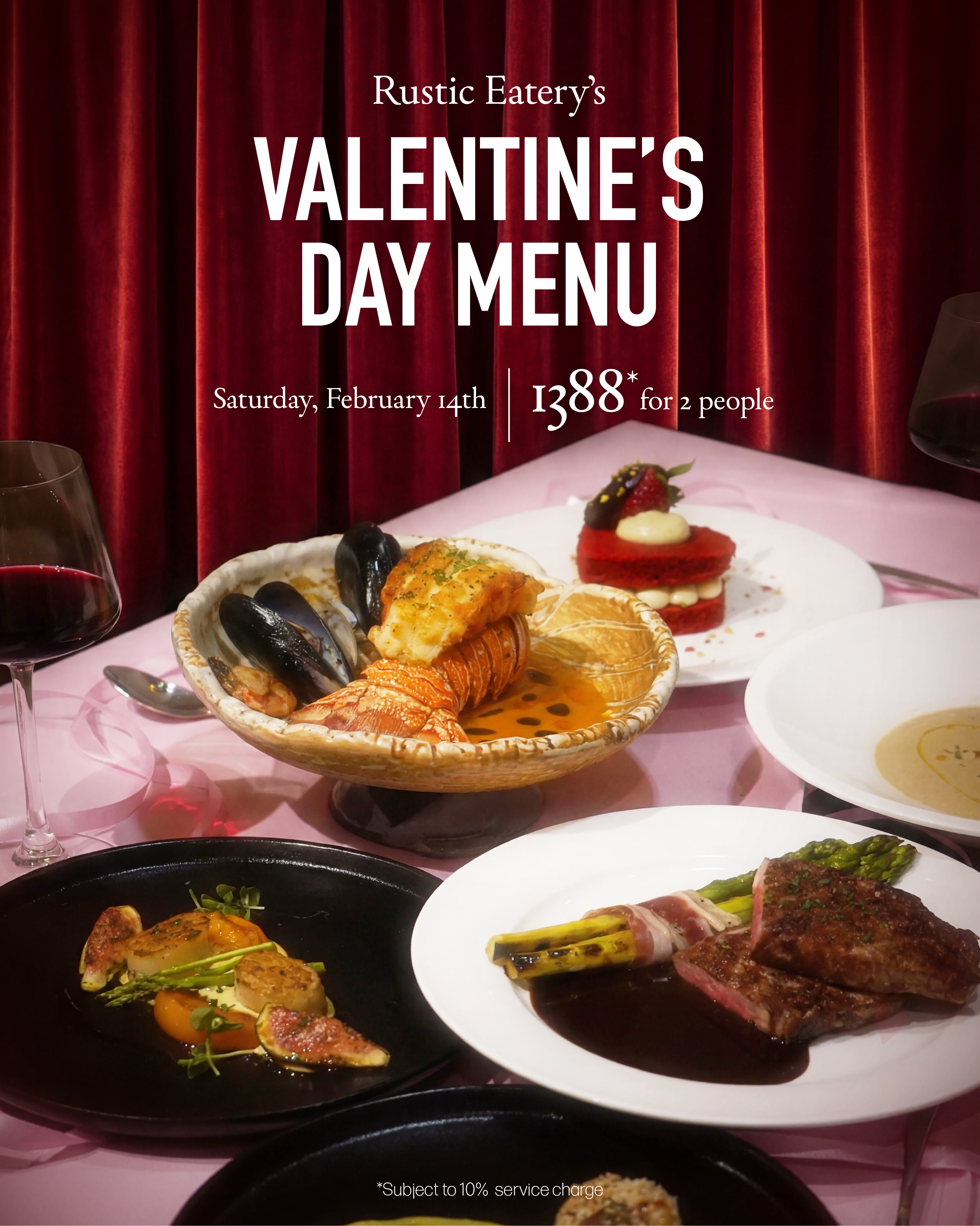 Roses are red, lobster is too… our Valentine’s menu is ready, now all we need is YOU two. 🌹🦞❤️
Join us on February 14th for a 4‑course love‑fuelled feast — HKD 1,388 for two — plus 2 complimentary drinks to toast the night.
