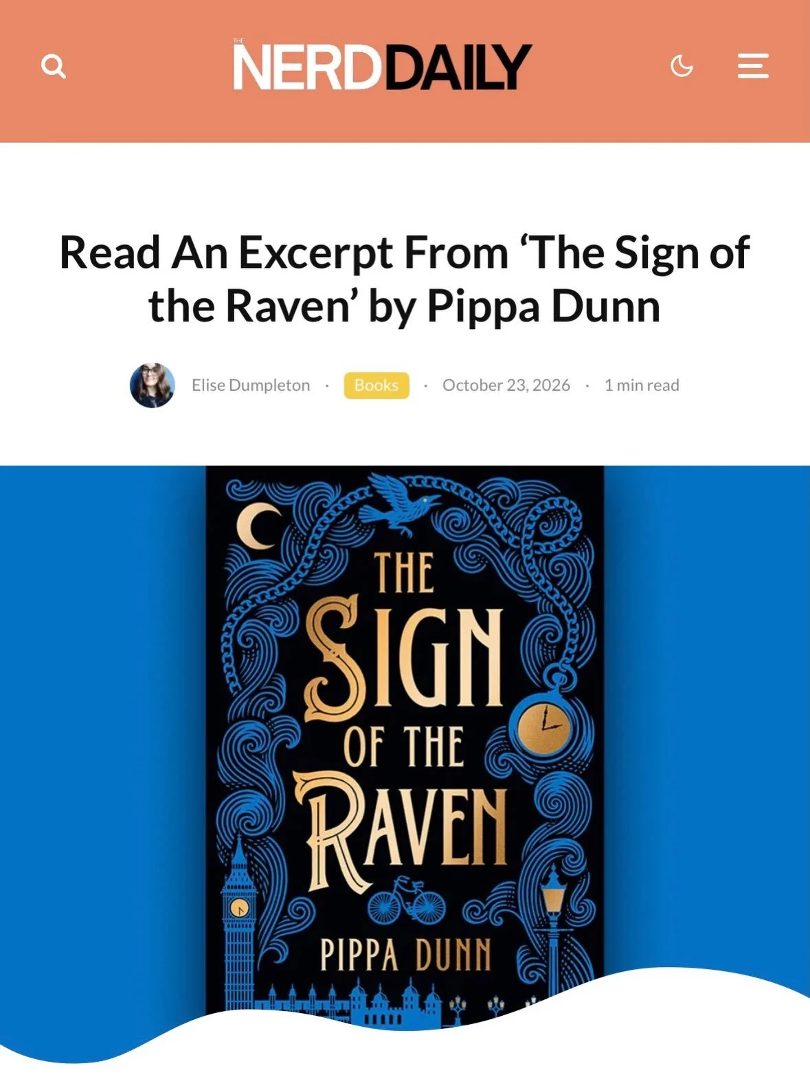 🔔 SNEAK PEEK ALERT! 🔔 

Absolutely delighted that the brilliant @thenerdaily have an exclusive extract reveal ahead of The Sign of the Raven publishing in the US &amp; Canada on November 10th! 🥳🌙🐦&zwj;⬛

Better yet, they chose one of my favourit