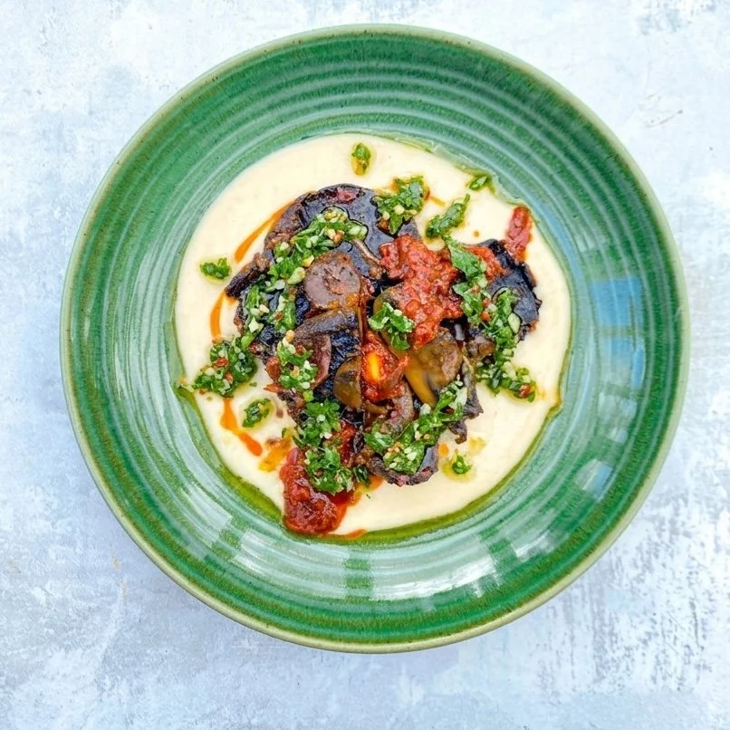Portobello Steaks, Butter Bean Mash &amp; Chimichurri