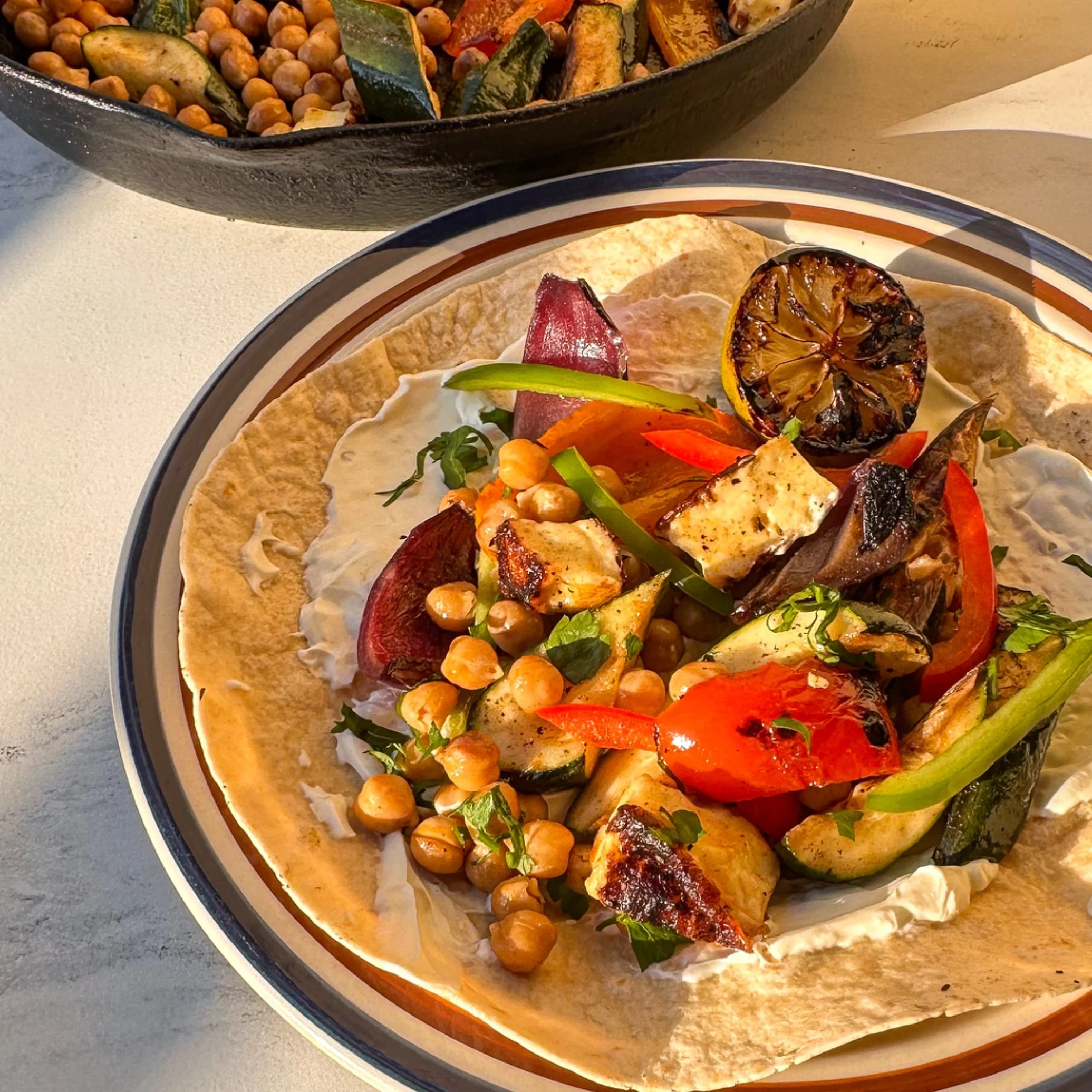 Charred Courgette, Onion &amp; Halloumi Fajitas
