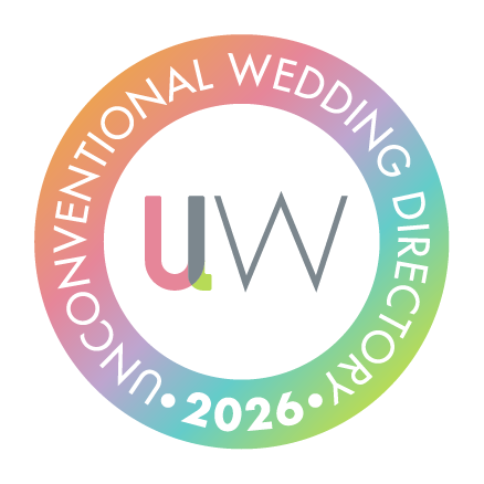 Logo for the 2026 UN Convention on the Rights of the Child, featuring a colorful gradient circle with the text 'UNCONVENTIONAL WEDDING DIRECTOR 2026' around it and 'UW' in the center.