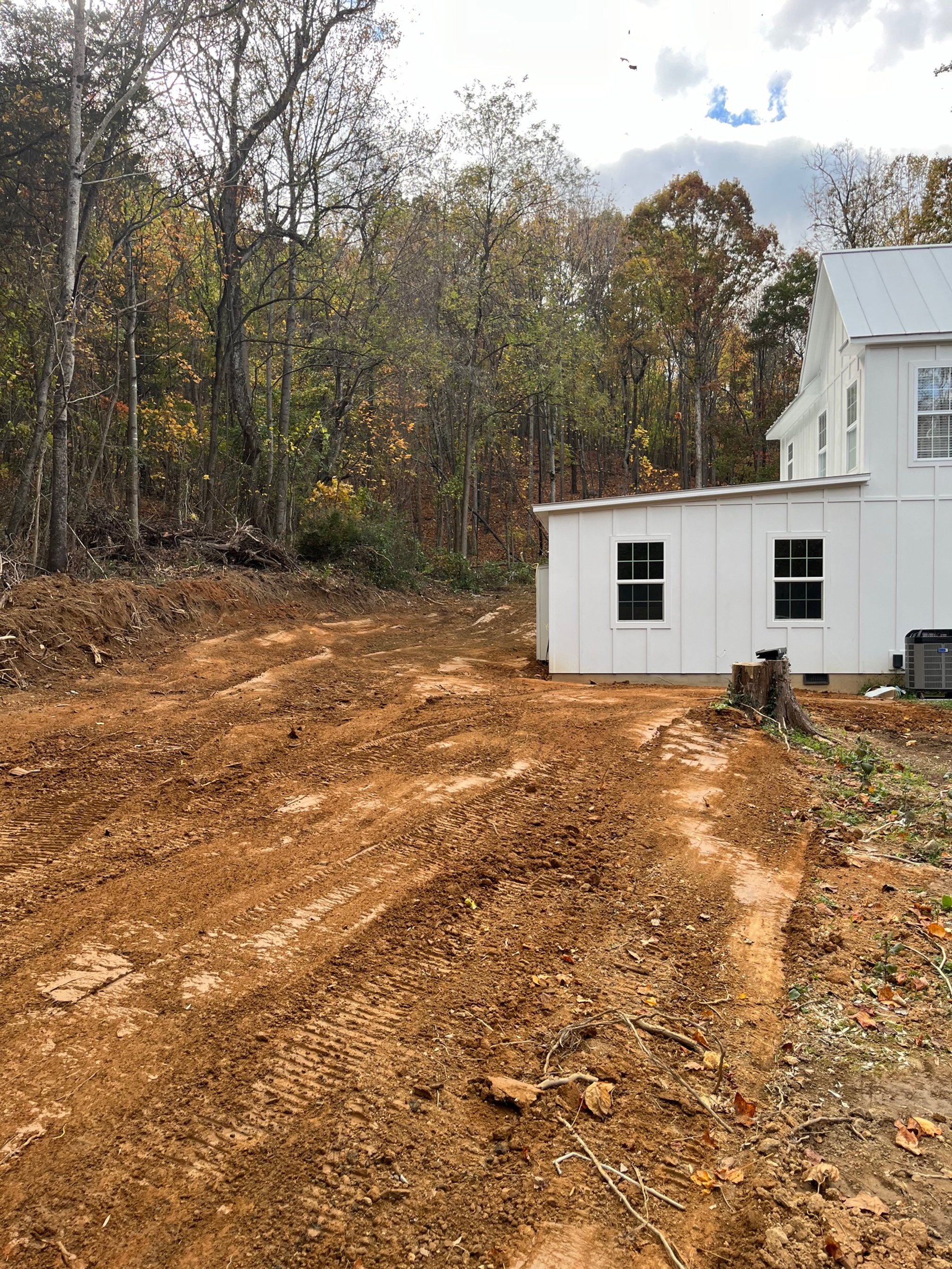 Land grading project - after image. Reduced slope to prevent water runoff toward the house