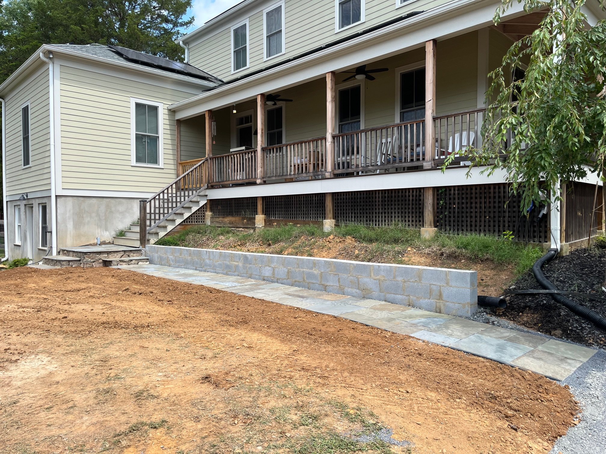 Bluestone walkway and retaining wall installation in Charlottesville - after image