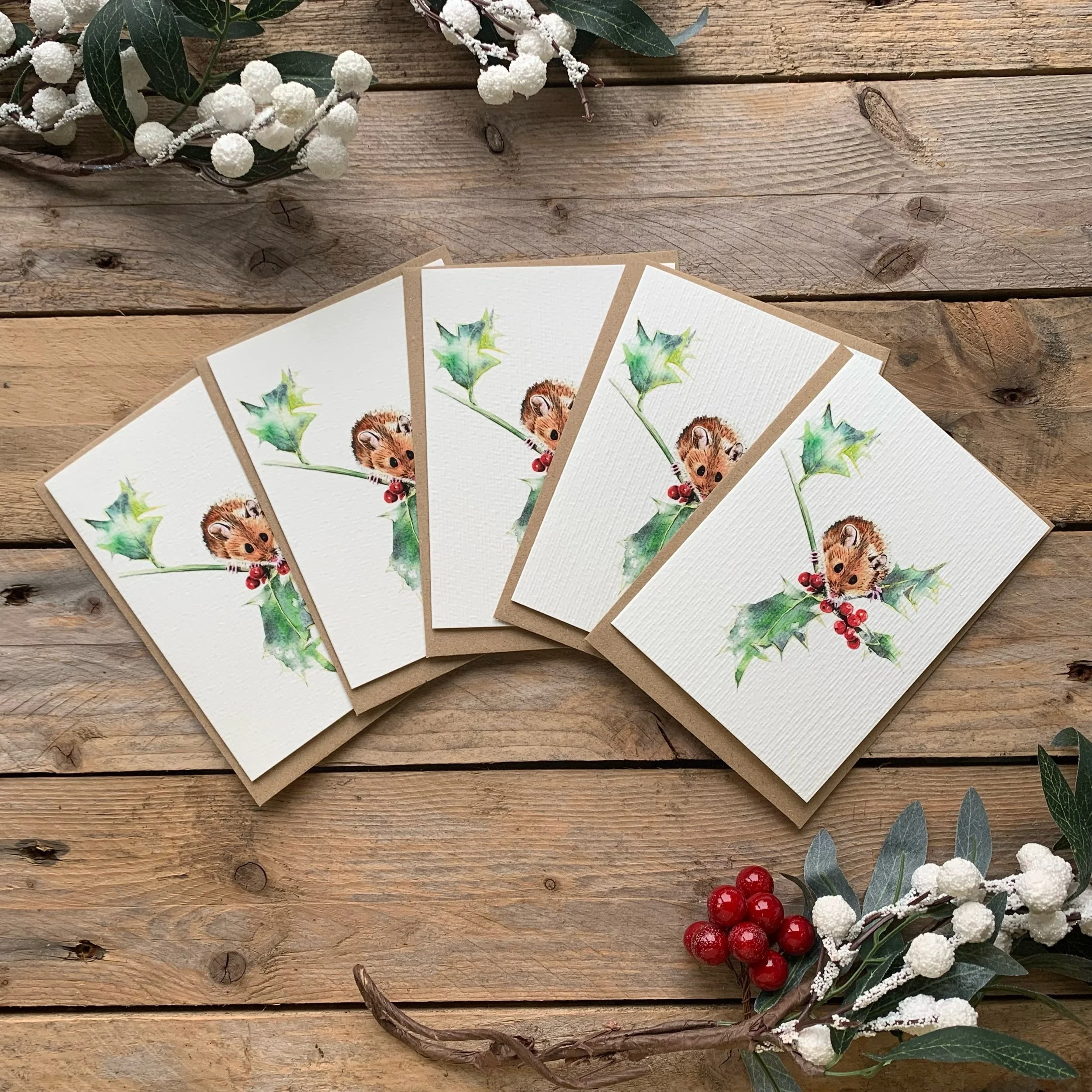Mouse in holly Card
