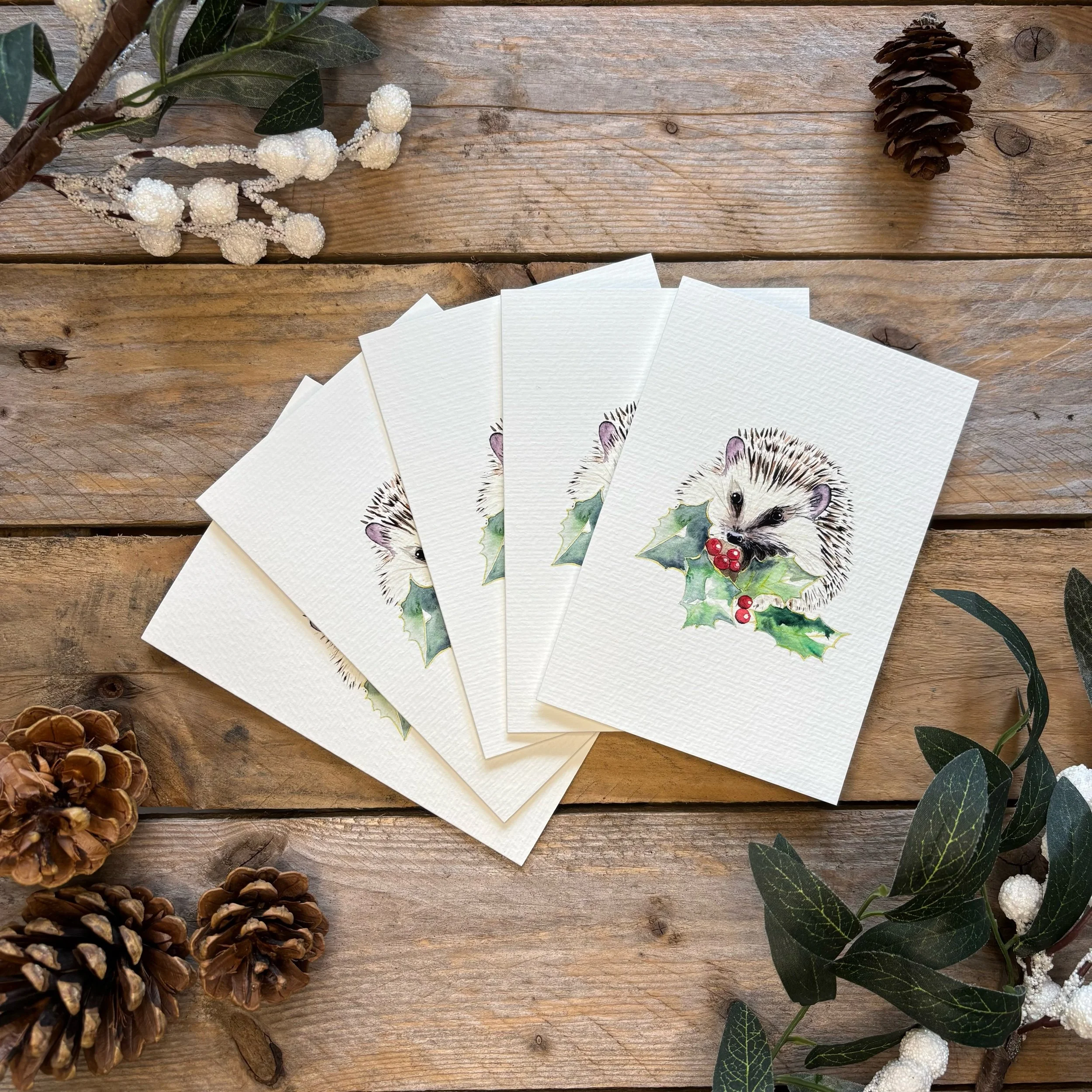 Hedgehog in holly Card