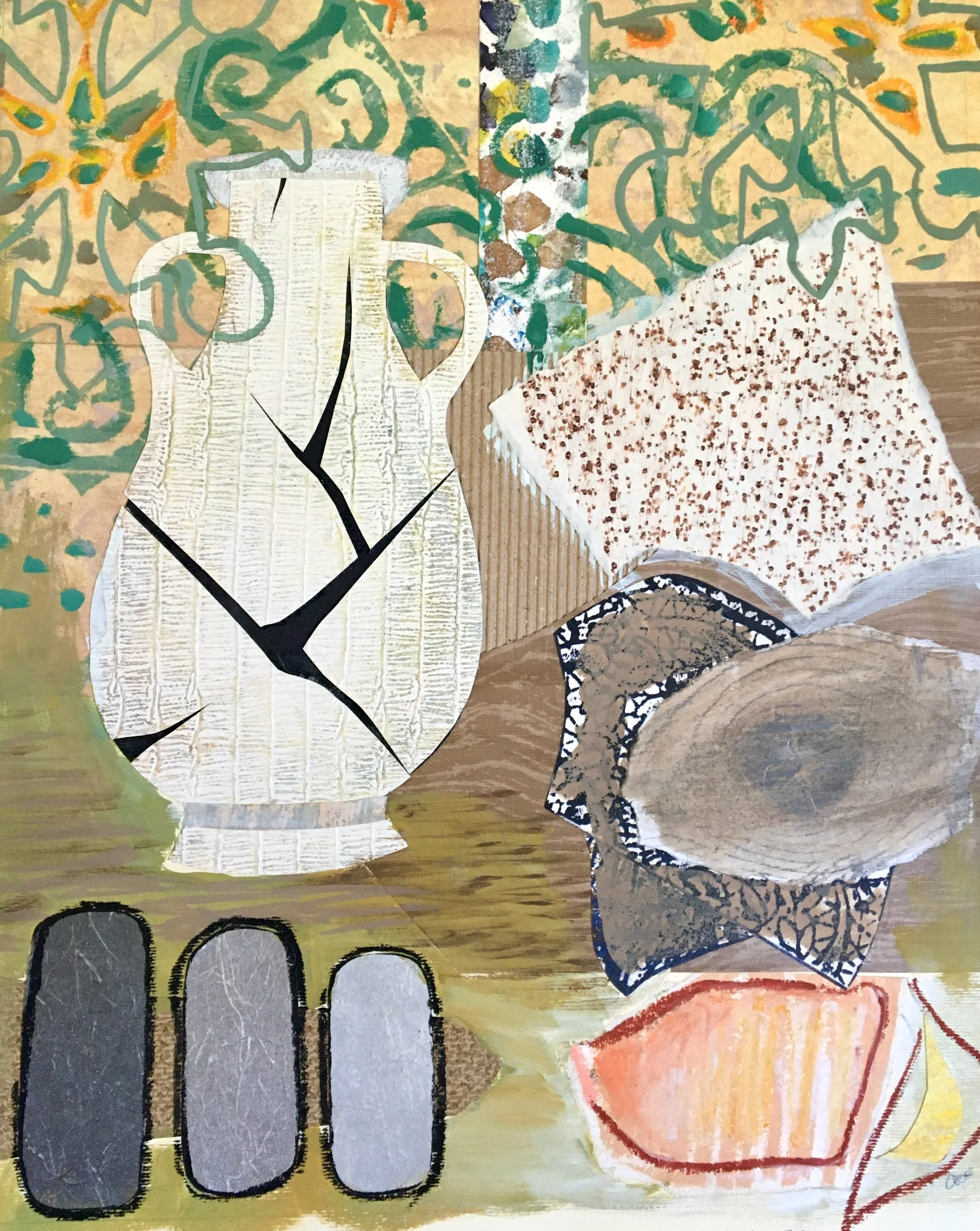 collage painting with Pelike Greek vase