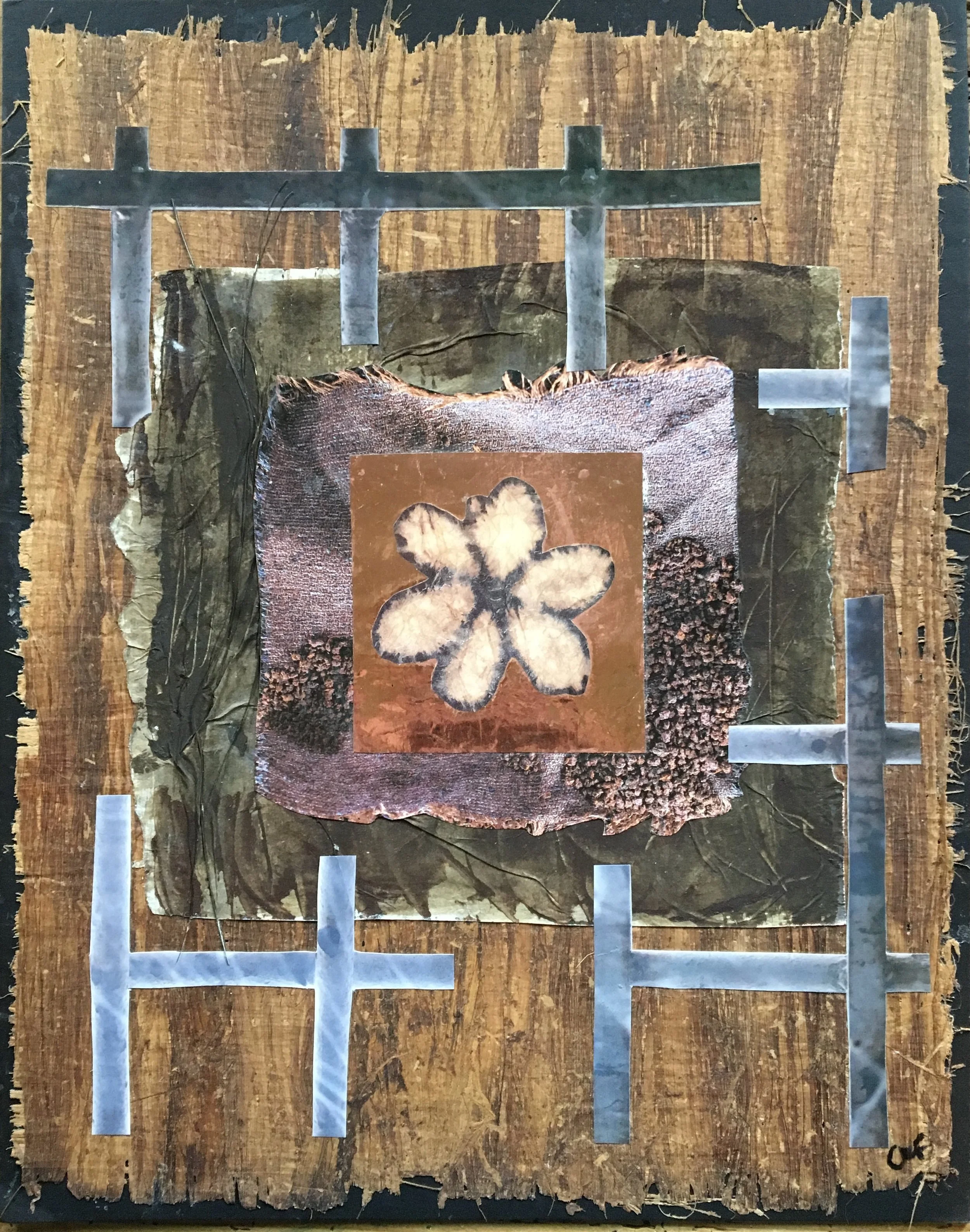 mixed media textile collage named Breaking Free by Charlotte Kirkholt Ferri