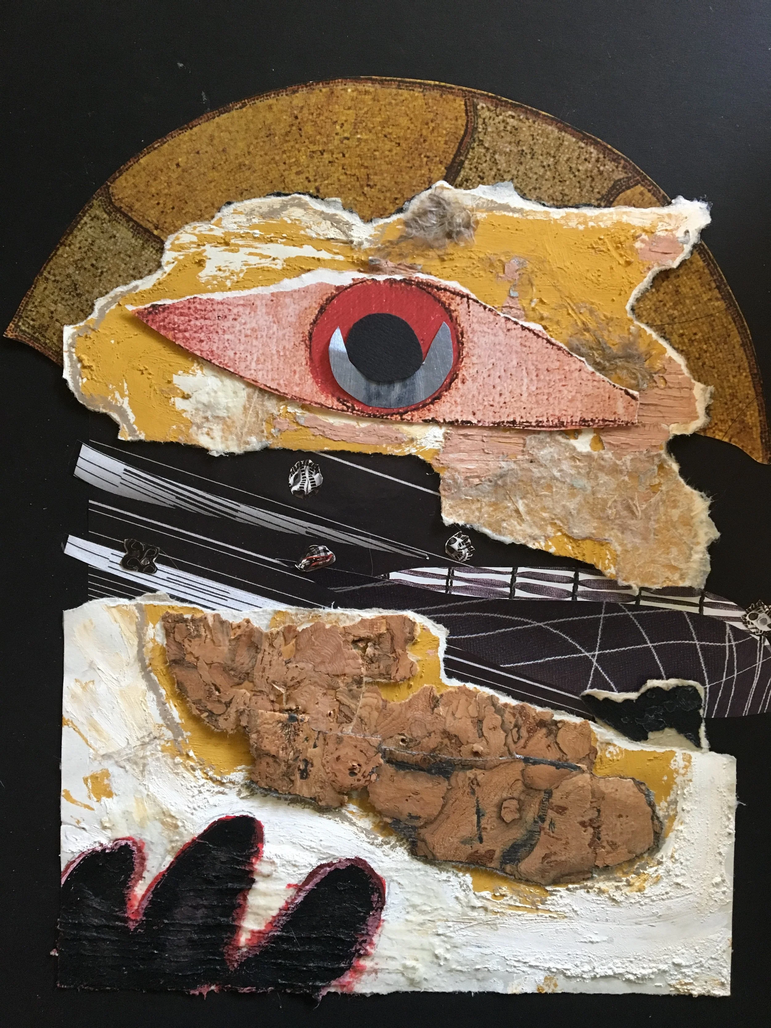 mixed media collage by Charlotte Kirkholt Ferri entitled Between Heaven and Earth