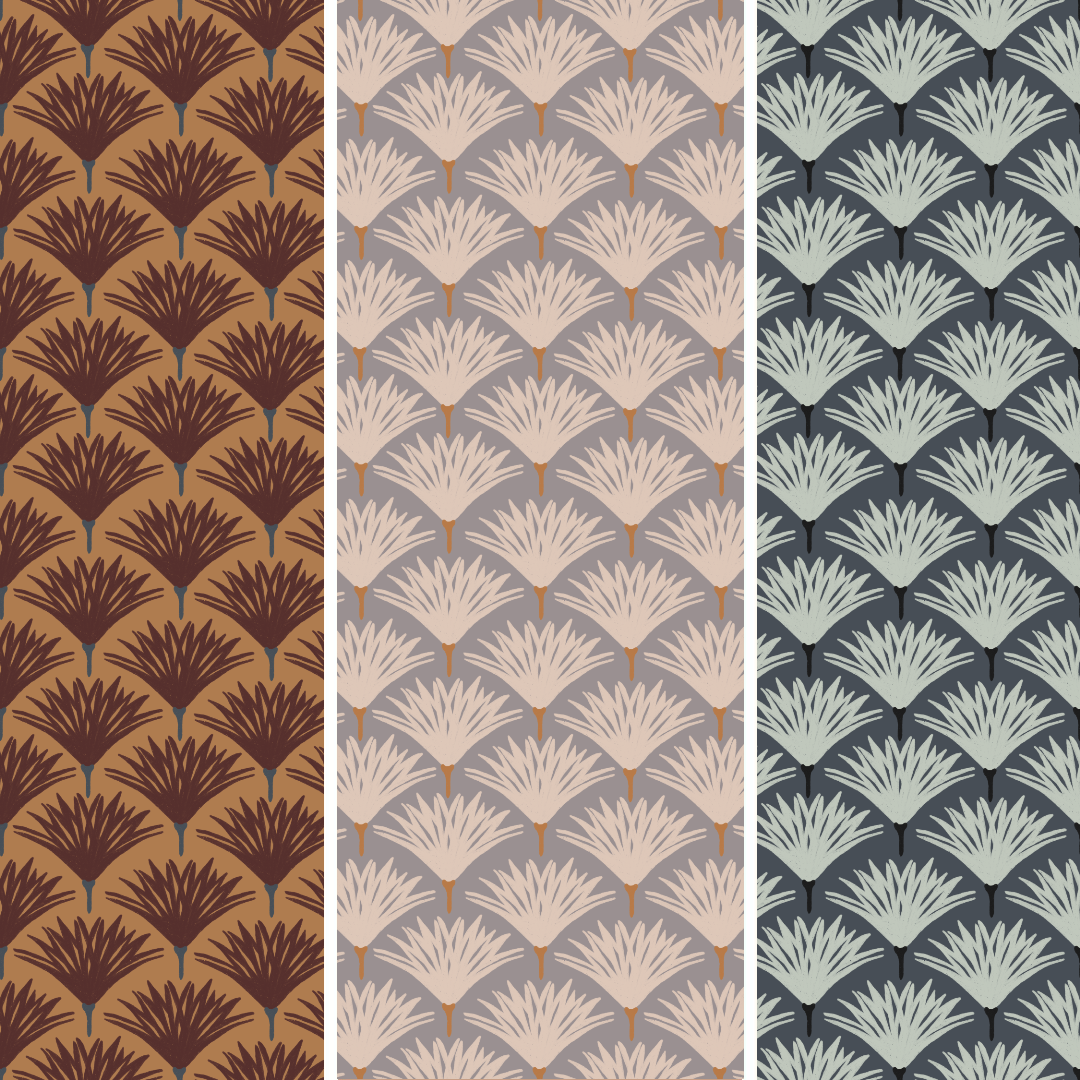 hand drawn grasses with a fan look i 3 different colorways
