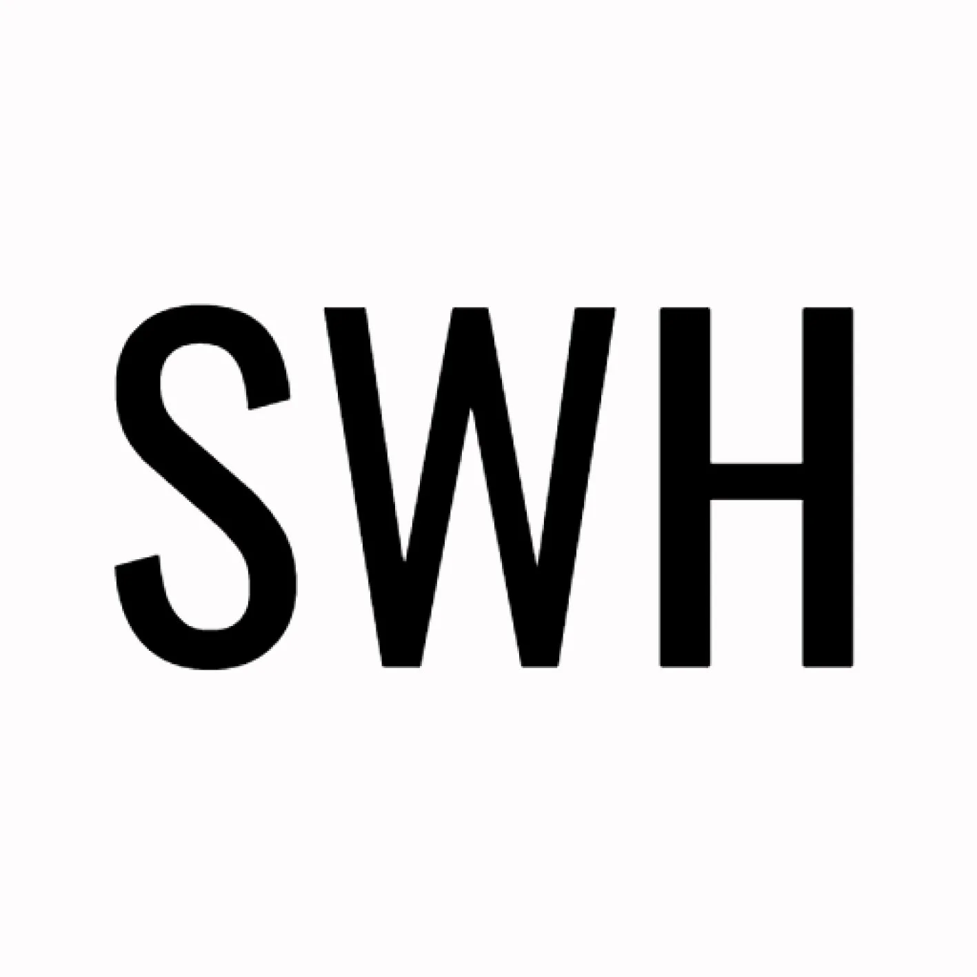 White letters 'SWH' on a black background.