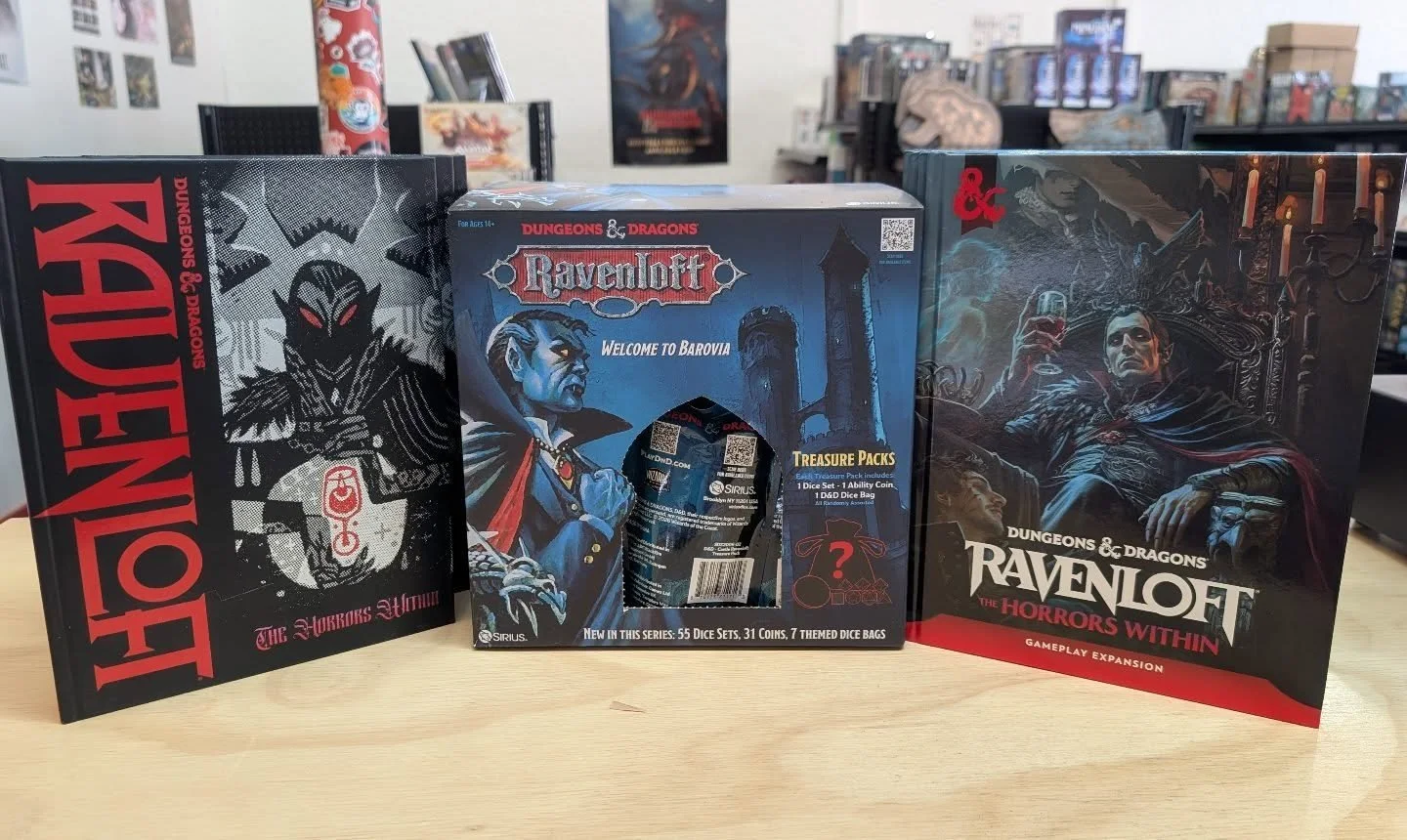 A new Ravenloft campaign for D&amp;D is available. And for a limited time, get your book and receive a free gift bag from Wizards that includes a dice bag and a set of dice! Come in today and get yours!
