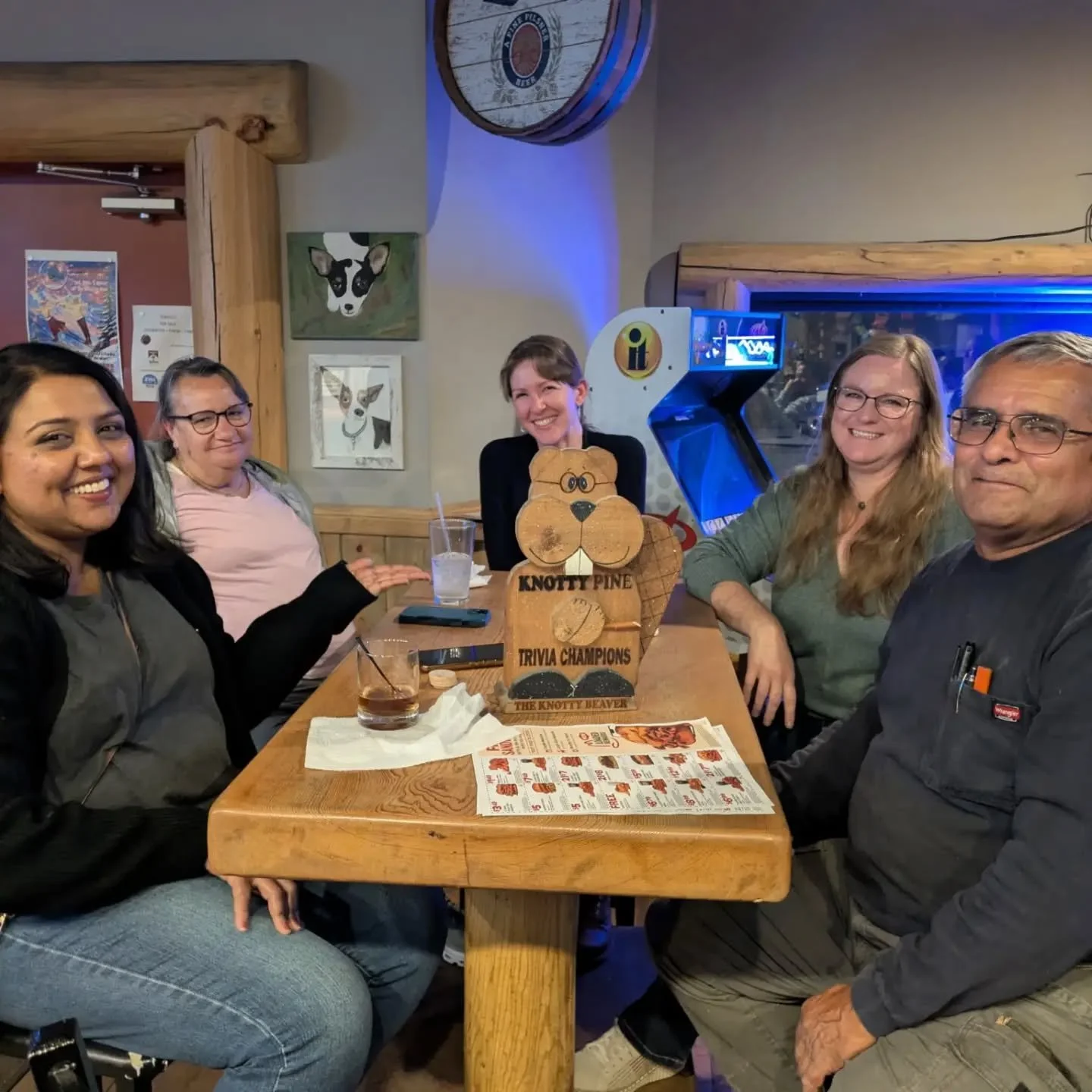 Last week ended in a draw and every team had to write out pi to as many digits as they could as a tie breaker. Congrats to Wr Drink and Overthink. Come down to @the_knotty_pine_mt tonight and see if your team can beat them! Questions start at 6:30!