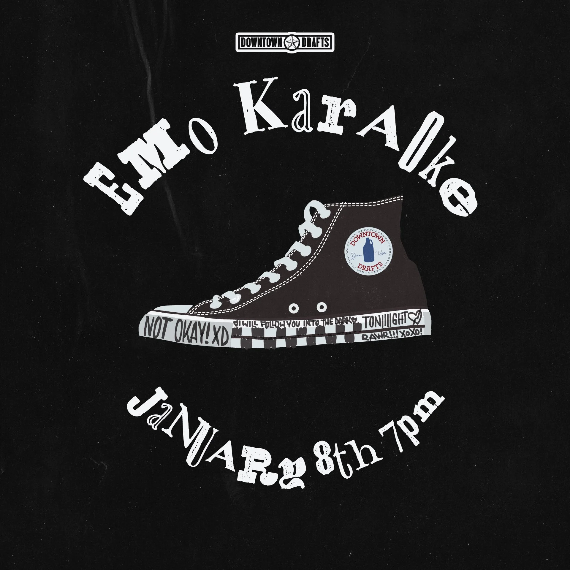 🖤🎤 **EMO KARAOKE** 🎤🖤

We&rsquo;re kicking off the year with feelings. Lots of them. Emo Karaoke is happening **Thursday, January 8th at 7pm**, so warm up those vocal cords and prepare to scream-sing like it&rsquo;s 2006 again.

Bring the eyeline