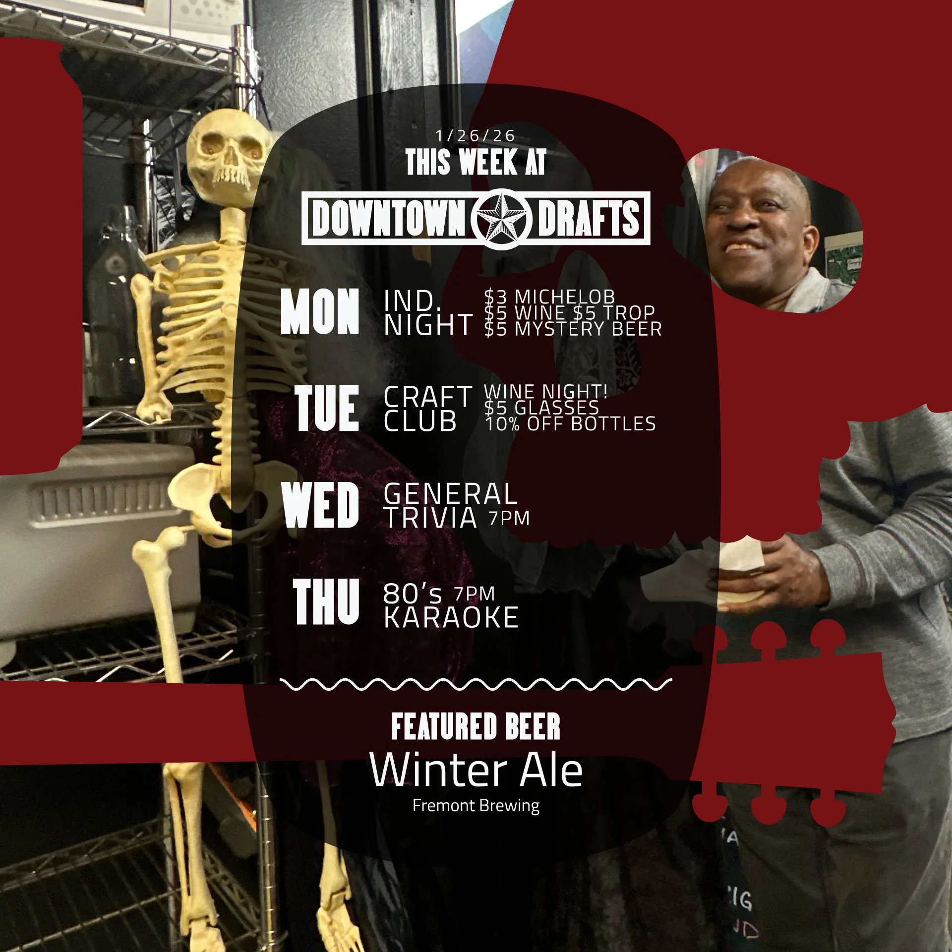 ✨ THIS WEEK AT DRAFTS ✨

🧶 Tuesday &ndash; Craft Club
🧠 Wednesday &ndash; General Trivia
🎤 Thursday &ndash; 80&rsquo;s Karaoke

Whether you&rsquo;re making stuff, showing off your random knowledge, or belting out an &rsquo;80s classic, we&rsquo;ve