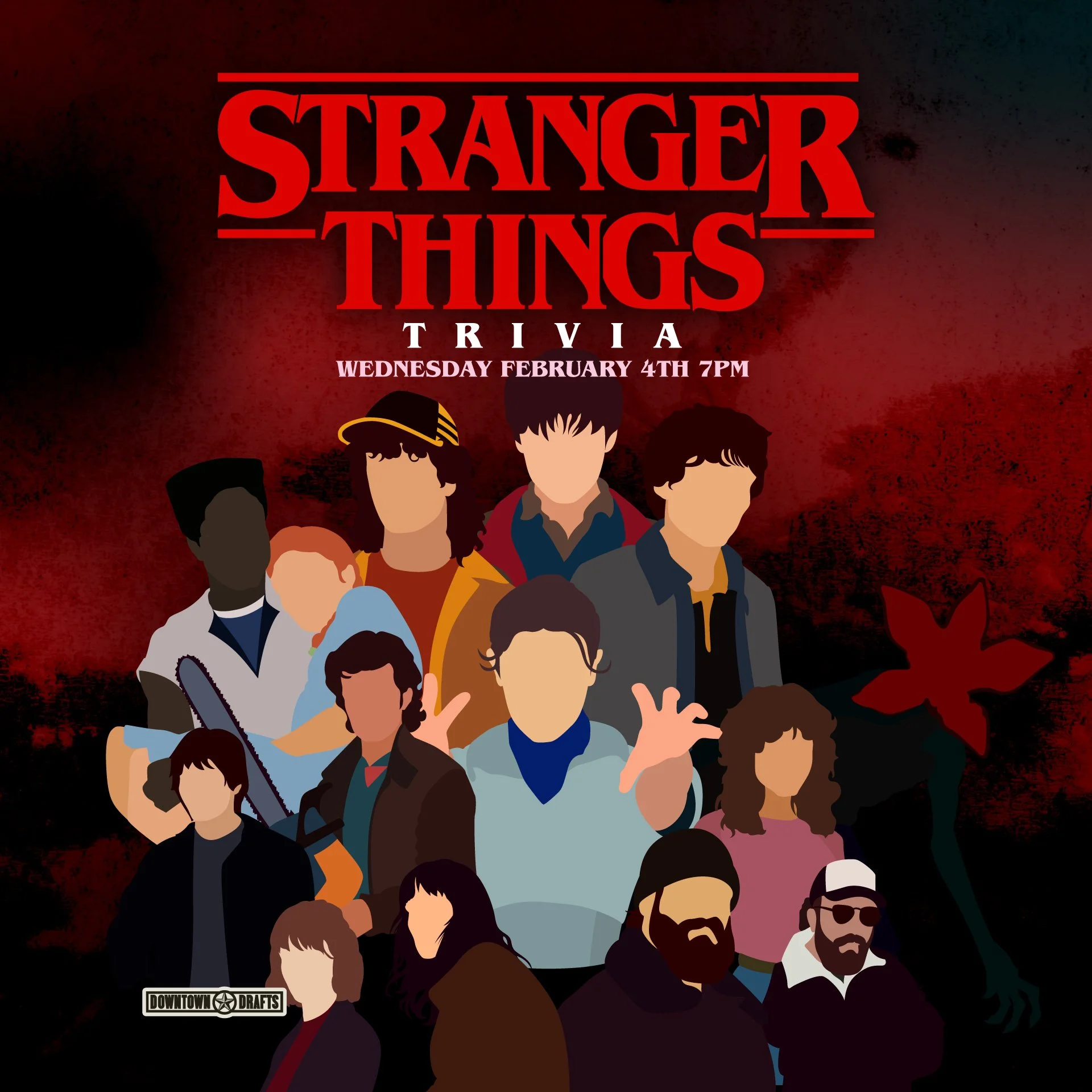🧇⚡ Stranger Things Trivia ⚡🧇

Head back to Hawkins with us on Wednesday, February 4th at 7pm for a night of Demogorgons, synths, and deep-cut questions. Grab your team, brush up on your Upside Down knowledge, and see if you&rsquo;ve got what it tak