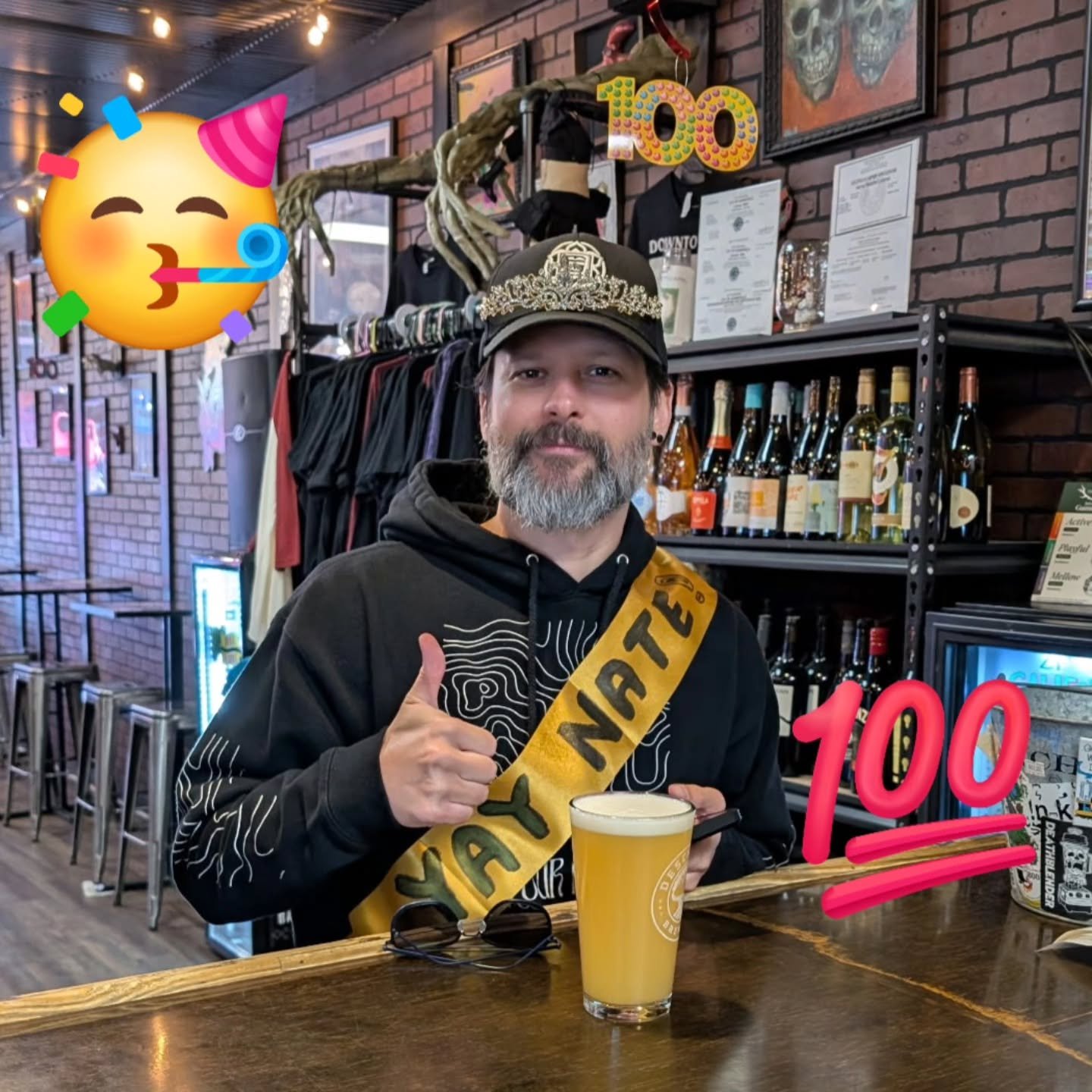 Our very own Pokemon-catching, trivia-playing, beer-drinking buddy NATE becomes our first customer to hit level 100 on @untappd today! Come out and celebrate! 🎉