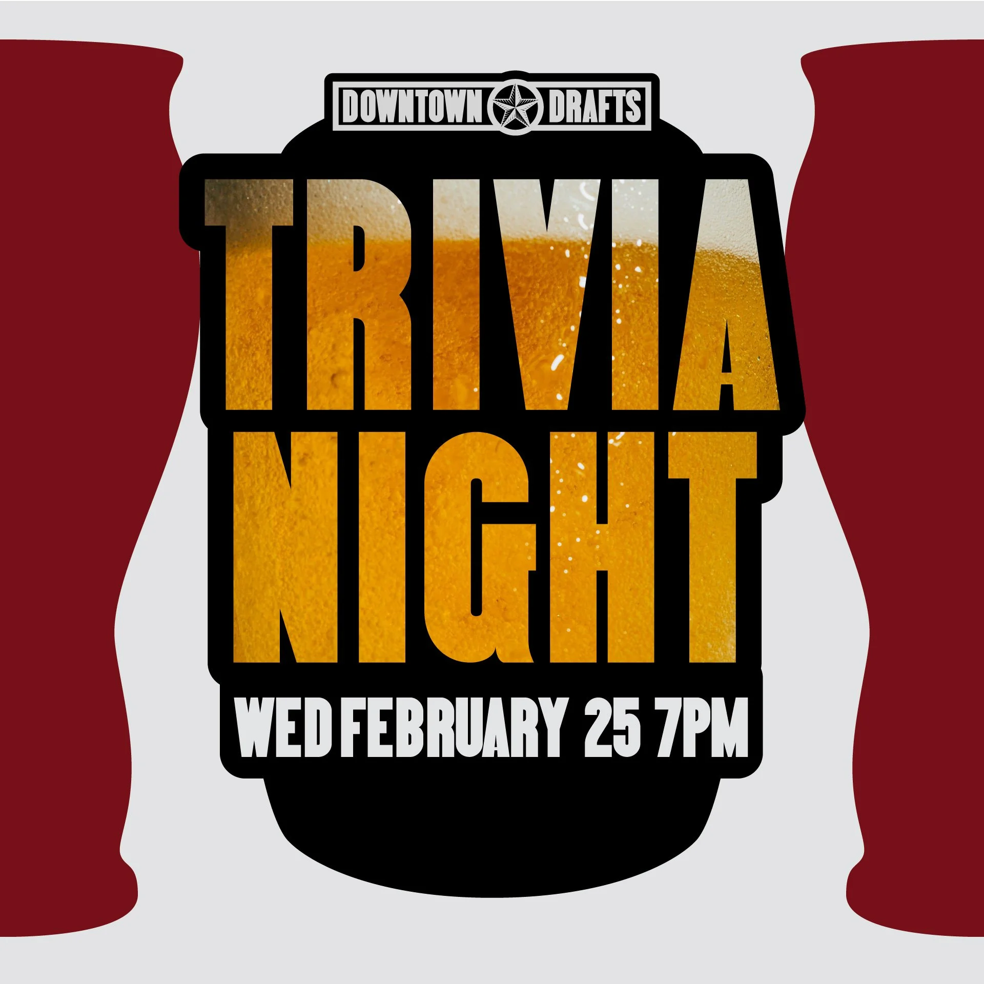 🧠 GENERAL TRIVIA 🧠
All the knowledge, all at once. General Trivia is back again (as usual) on Wednesday February 25th at 7pm!
So bring your smartest friends, pick your favorite drink, and prove you're the sweet smart baby your mom tells everyone yo