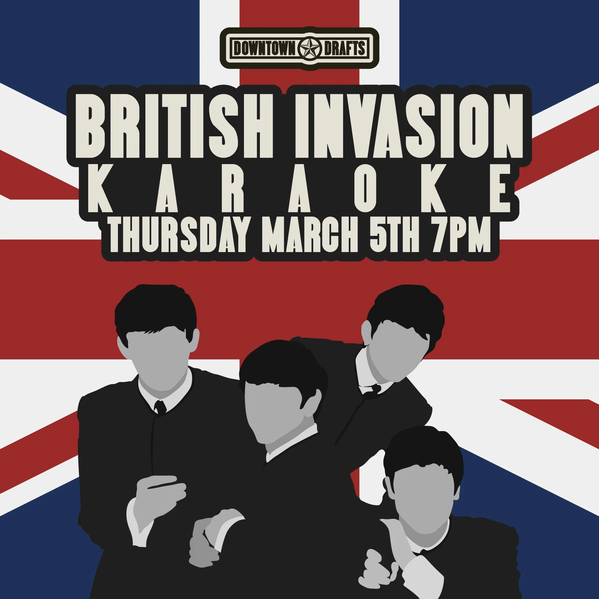 🇬🇧🎤 BRITISH INVASION KARAOKE 🎤🇬🇧

We&rsquo;re dedicating the mic to the UK on Thursday, March 5th at 7pm &mdash; and we mean all British music. From The Beatles to Adele, Oasis to One Direction, Arctic Monkeys to Amy Winehouse&hellip; if they&r