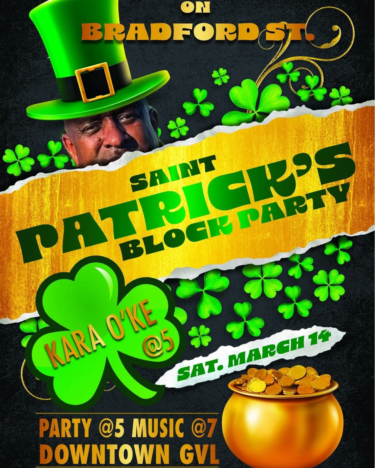 🍀 One more day, and GUESS WHAT: We're kicking off the party @5 with a little 🌟kara o'ke🌟...that's right, if you've ever dreamt of showing off your karaoke skills out ON THE SQUARE, here's your chance! Irish song selections are not required, but we