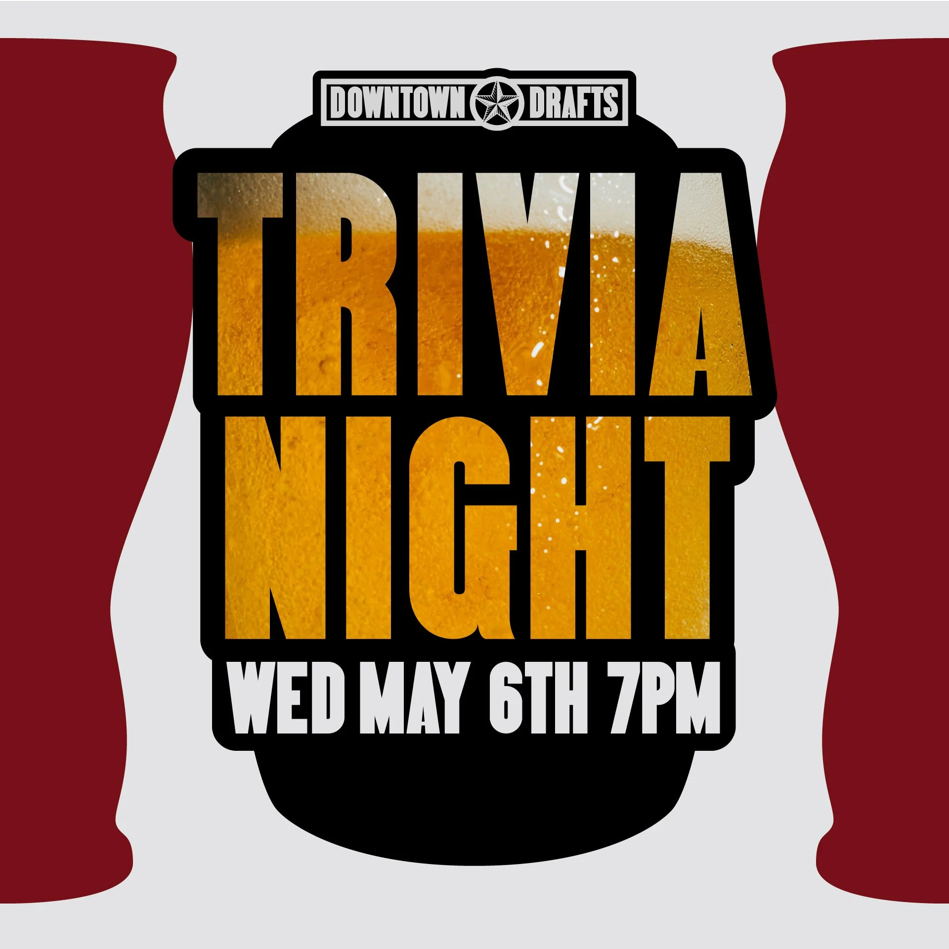 GENERAL TRIVIA IS BACK BABYYY
Wednesday May 6th at 7pm we're gonna be testing to see if you know at least a little bit about a lot of things! No themes, no nonsense, just pure obscure knowledge! And this time around, Evan's gonna be hosting! It's his