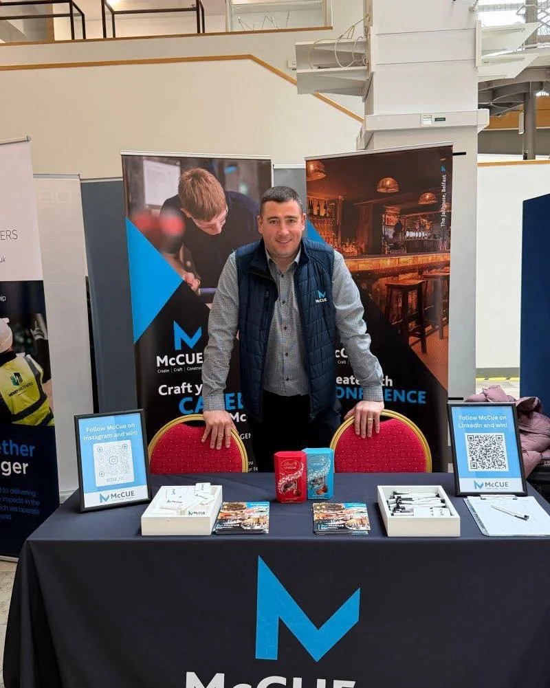 Ryan Boyd from our team attended the @ulsteruni  Construction and Surveying Careers Fair in Belfast yesterday, to discuss opportunities for Quantity Surveyors at McCue.

Learn more: https://mccuefit.getgotjobs.co.uk/registerJob/51796d57-ab89-88dc-e3f