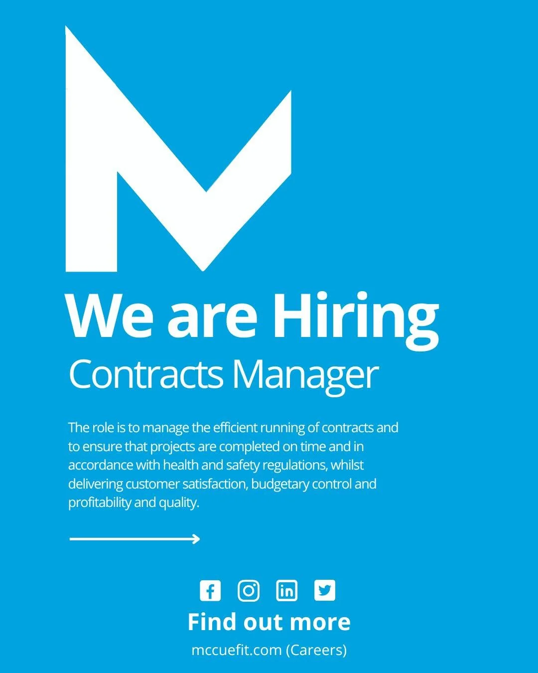 McCue is growing, and we&rsquo;re looking for a Contracts Manager to join our team during an incredibly exciting period of expansion!

If you have a solid track record in fit-out management and want to work with some of the world&rsquo;s most iconic 