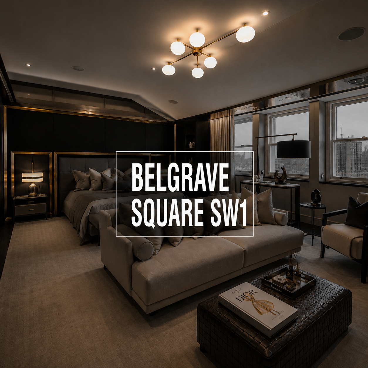 Belgrave Square from the street London fit out